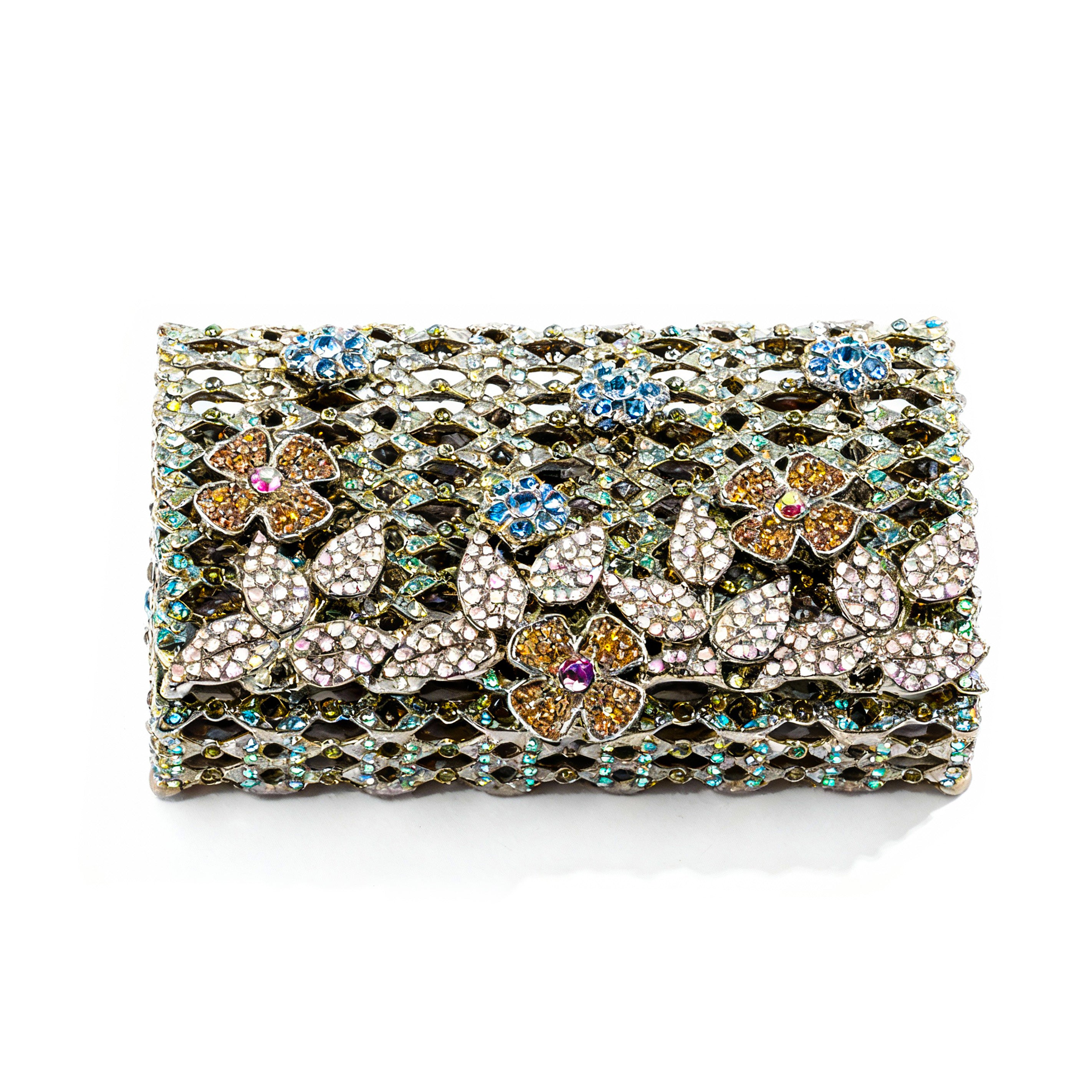 Wetb. Floral Card Holder Studded with Swarovski. Small Size