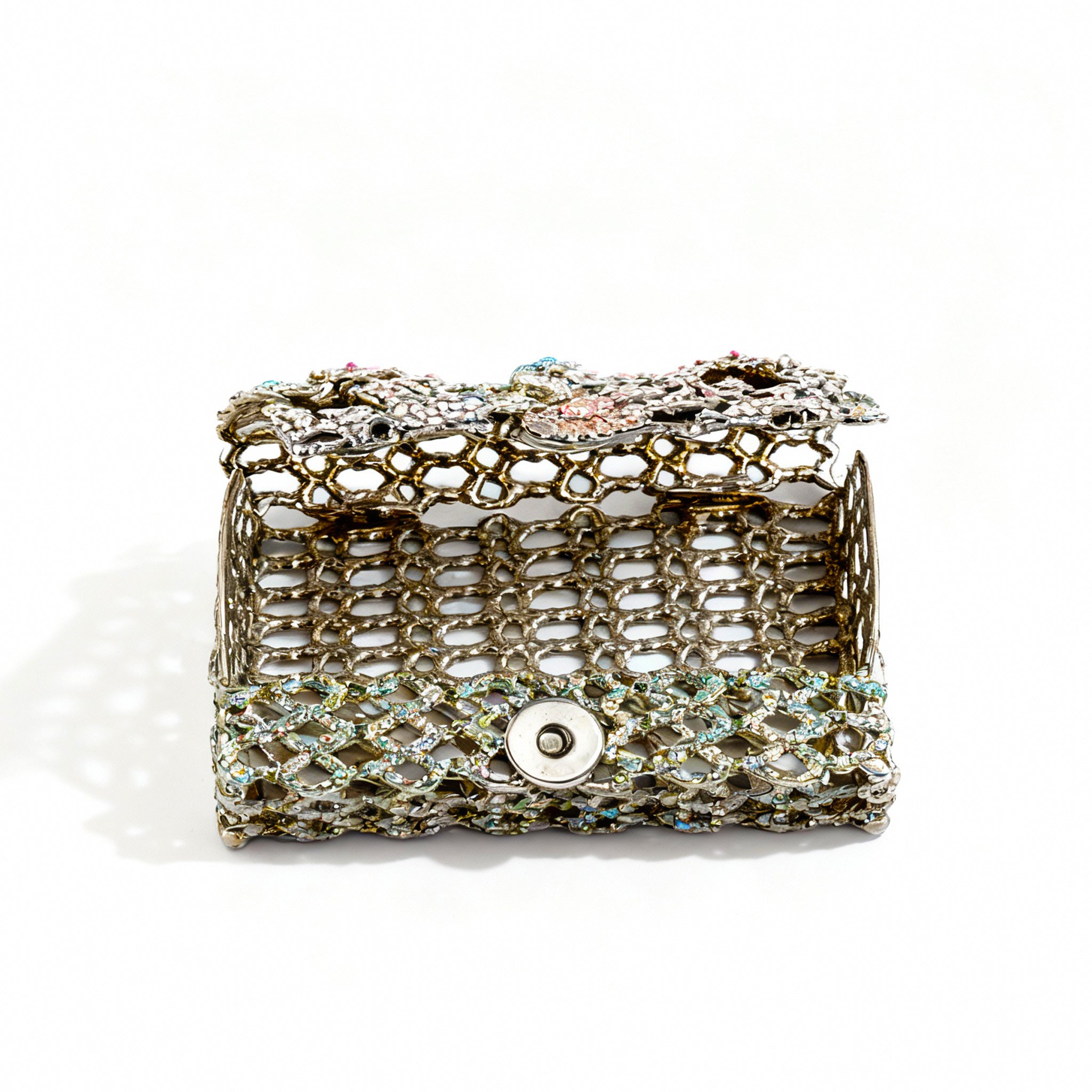 Wetb. Floral Card Holder Studded with Swarovski. Small Size