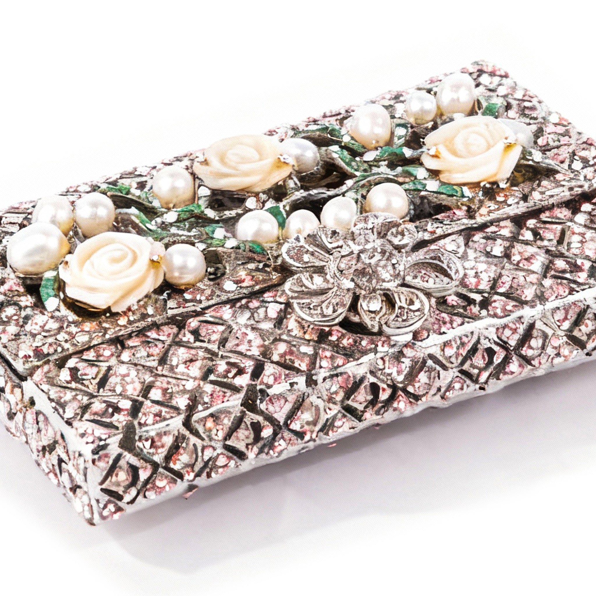 Wetb. Card Hold Studded with Crystals & Pearls. Small Size
