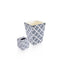 J. Fleet Designs. A Set of Dark Grey Tissue Box & Wastebasket in Arabesque Print