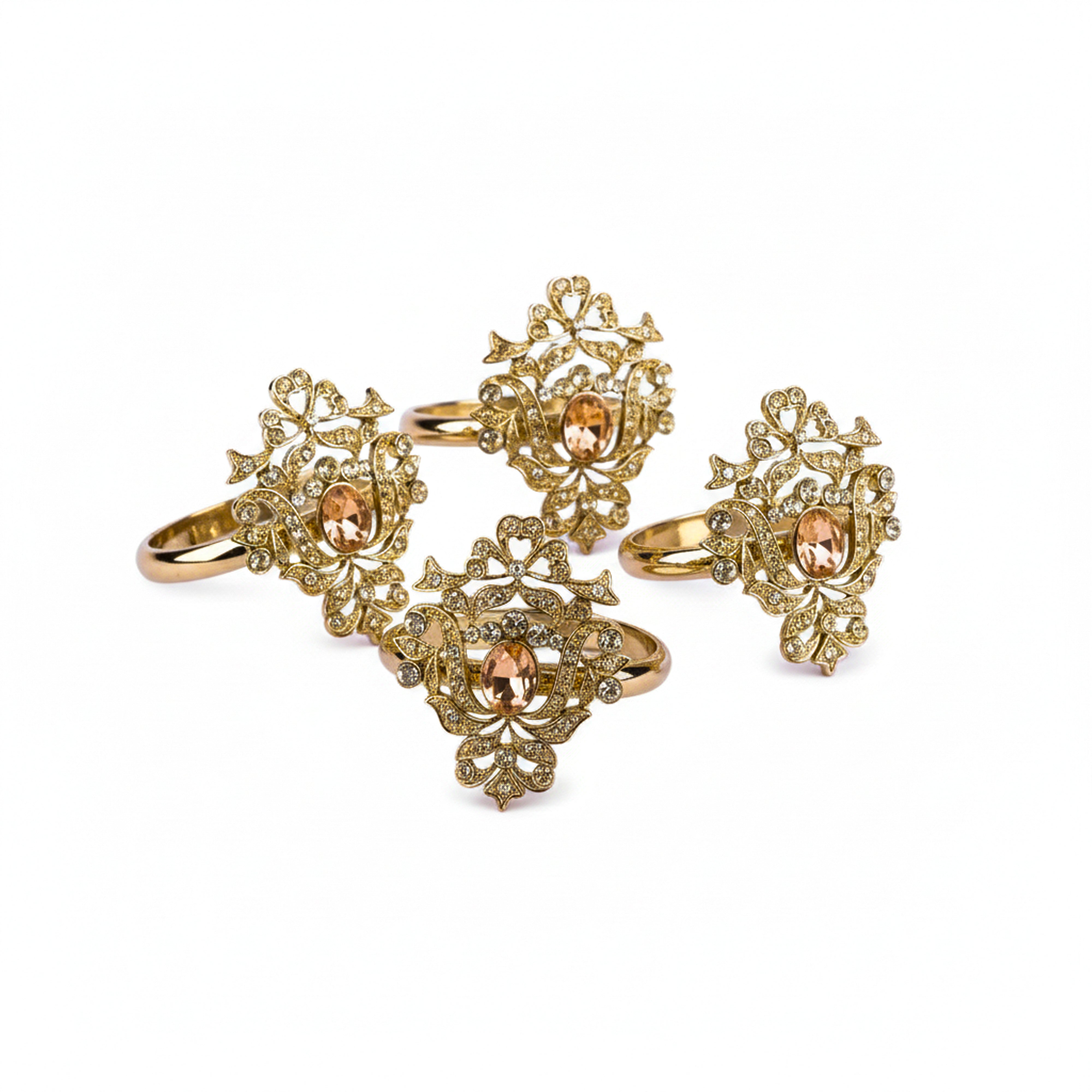 L'Objet. Set of 4 Napkin Rings  Studded with Swarovski. Small Size