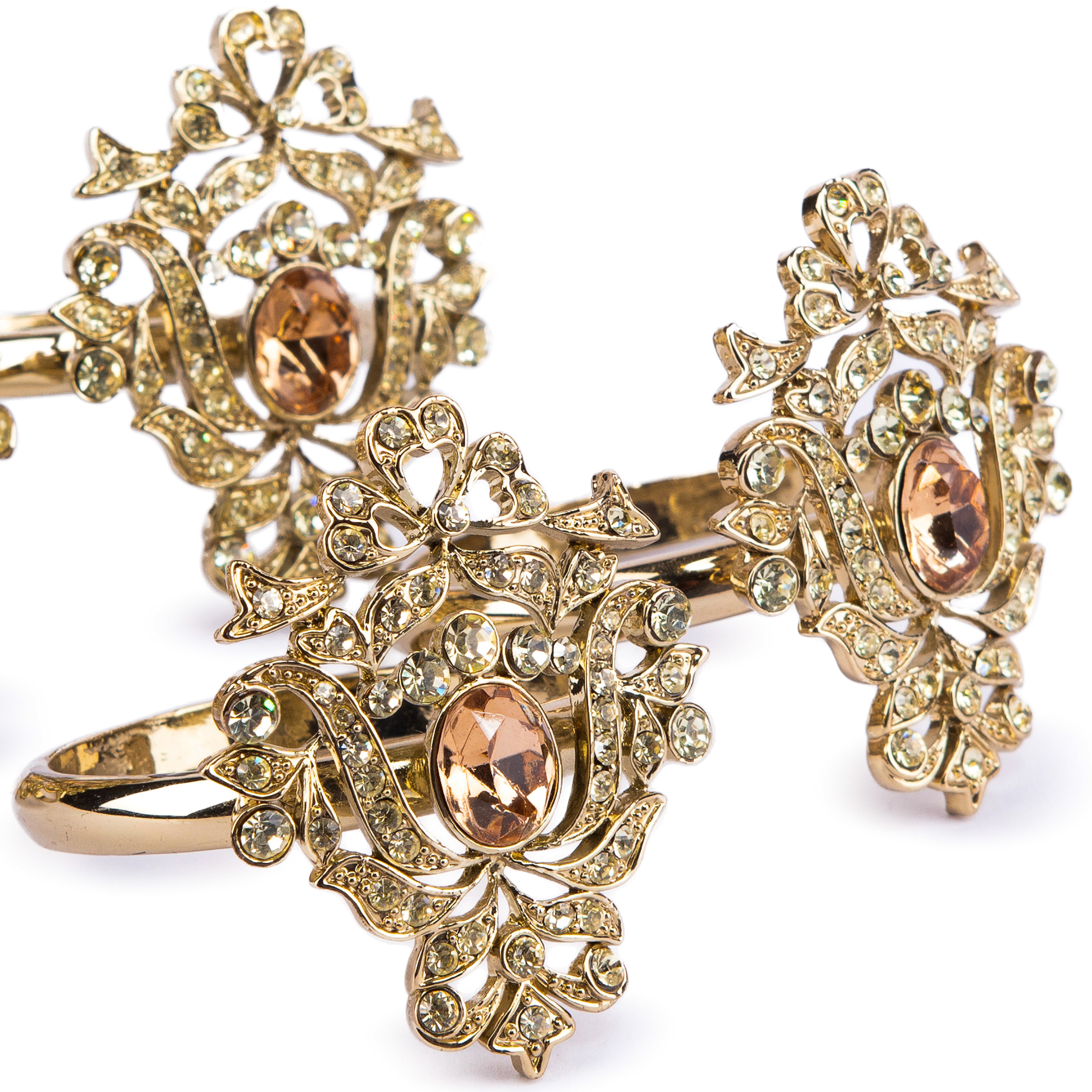 L'Objet. Set of 4 Napkin Rings  Studded with Swarovski. Small Size