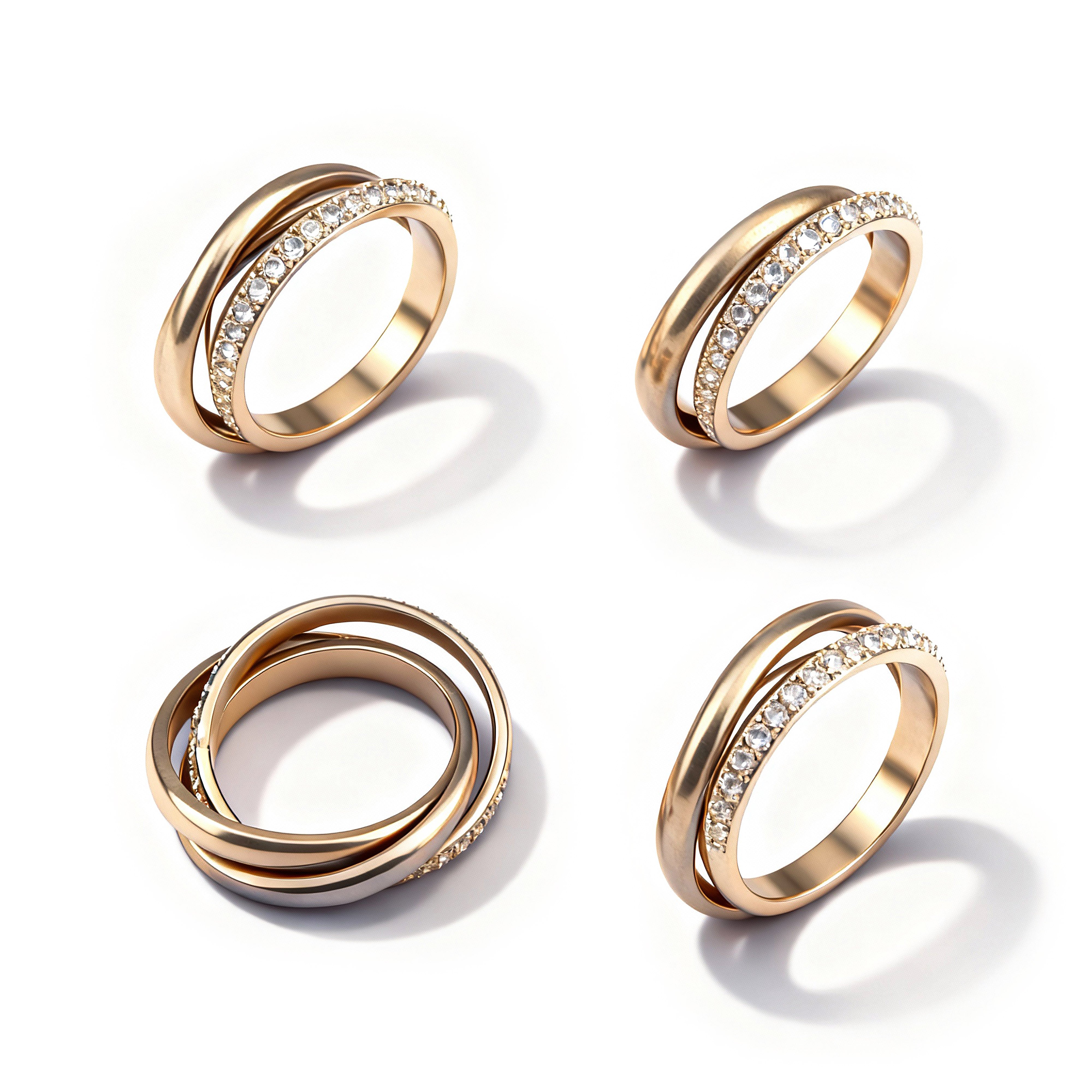 L'Objet. Set of 4 Napkin Rings  Studded with Swarovski