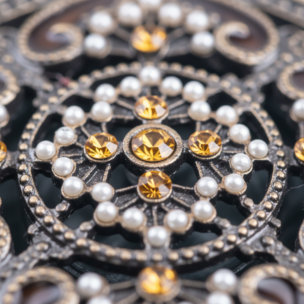 Welforth. Bronze & Amber Round Souvenir Box.