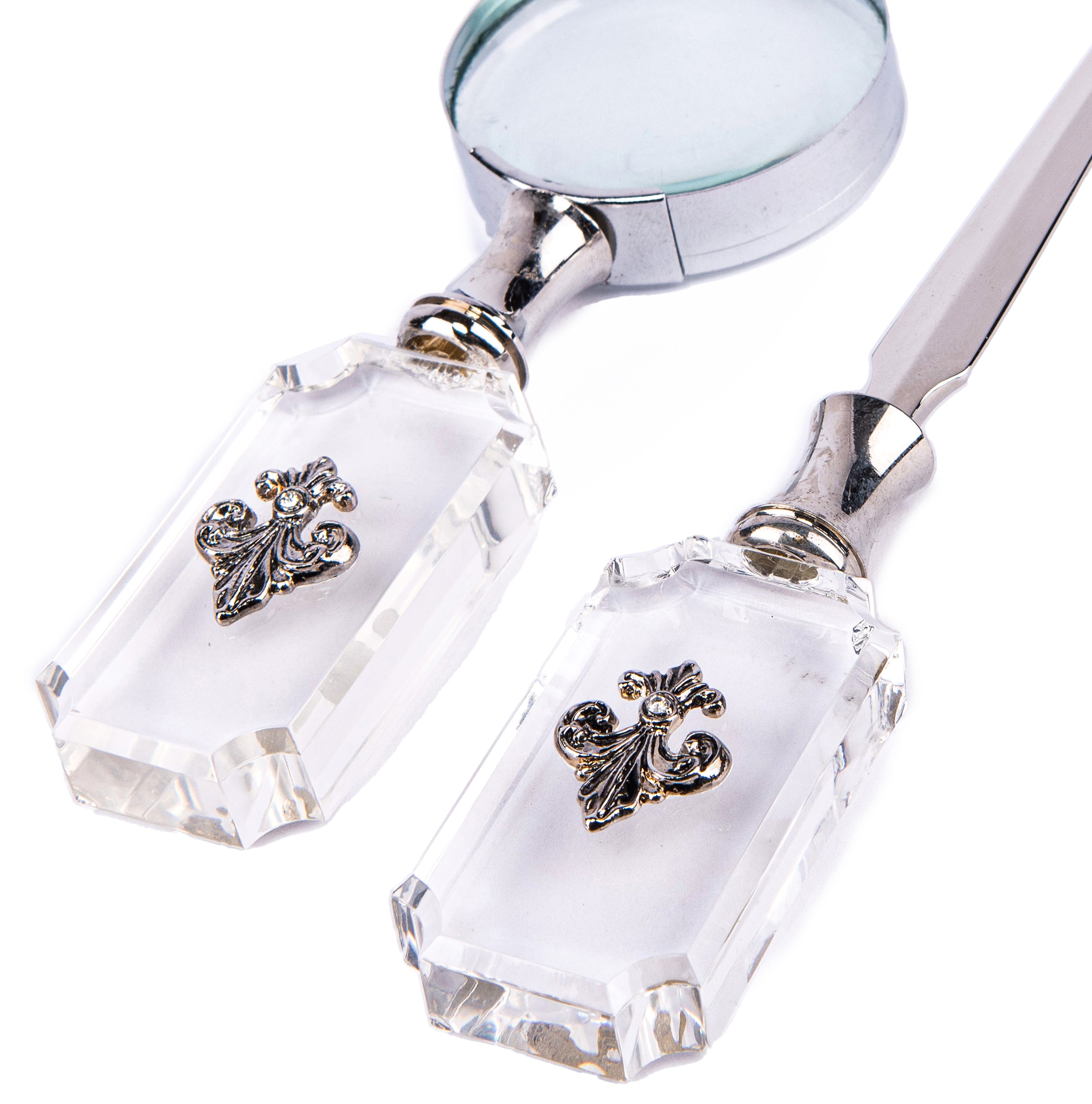 Welforth. A set of "Fleur De Lis" Collection of Letter Opener & Magnifying Glass