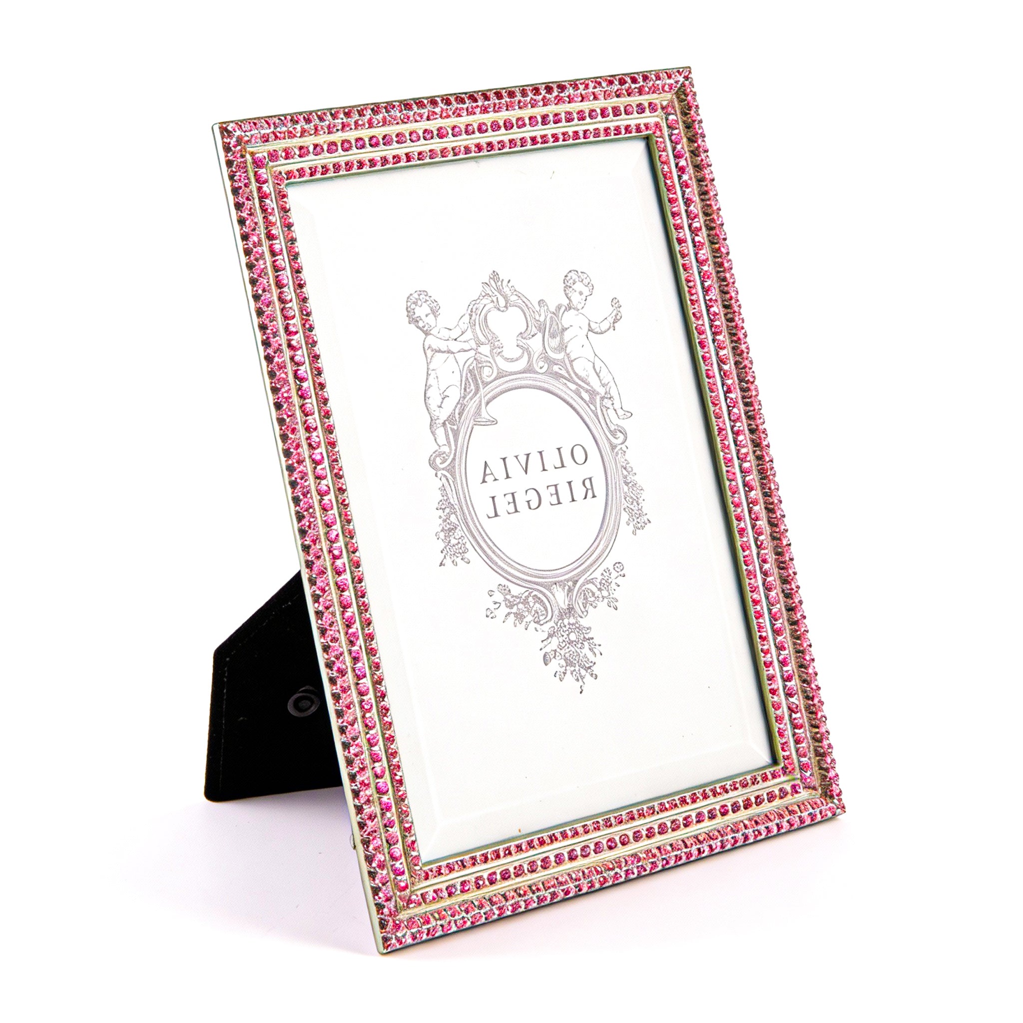 Olivia Riegel. Pink Pave Picture Frame Studded with Swarovski. Medium Size