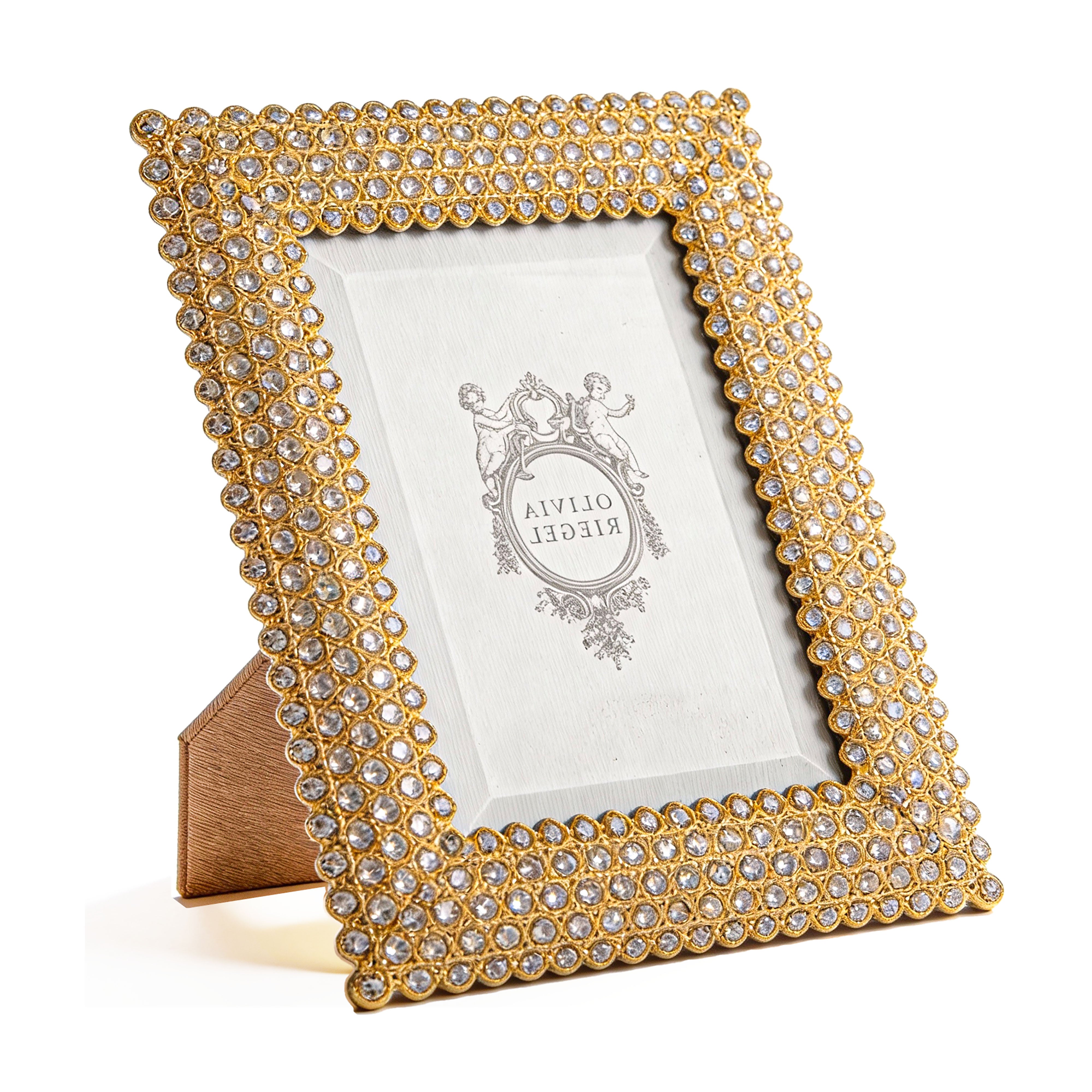 Olivia Riegel. Gold Picture Frame Studded with Swarovski. Medium Size