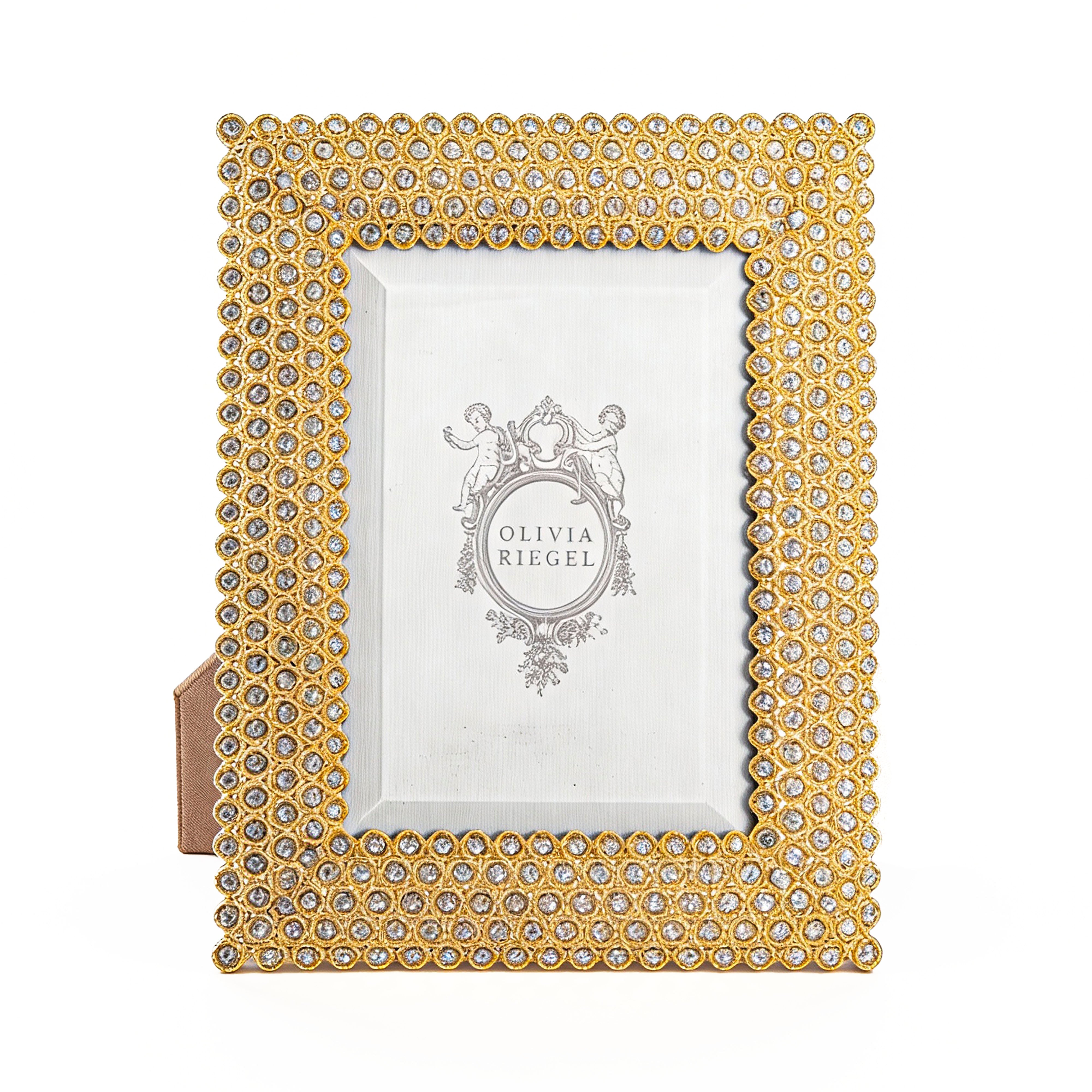 Olivia Riegel. Gold Picture Frame Studded with Swarovski. Medium Size