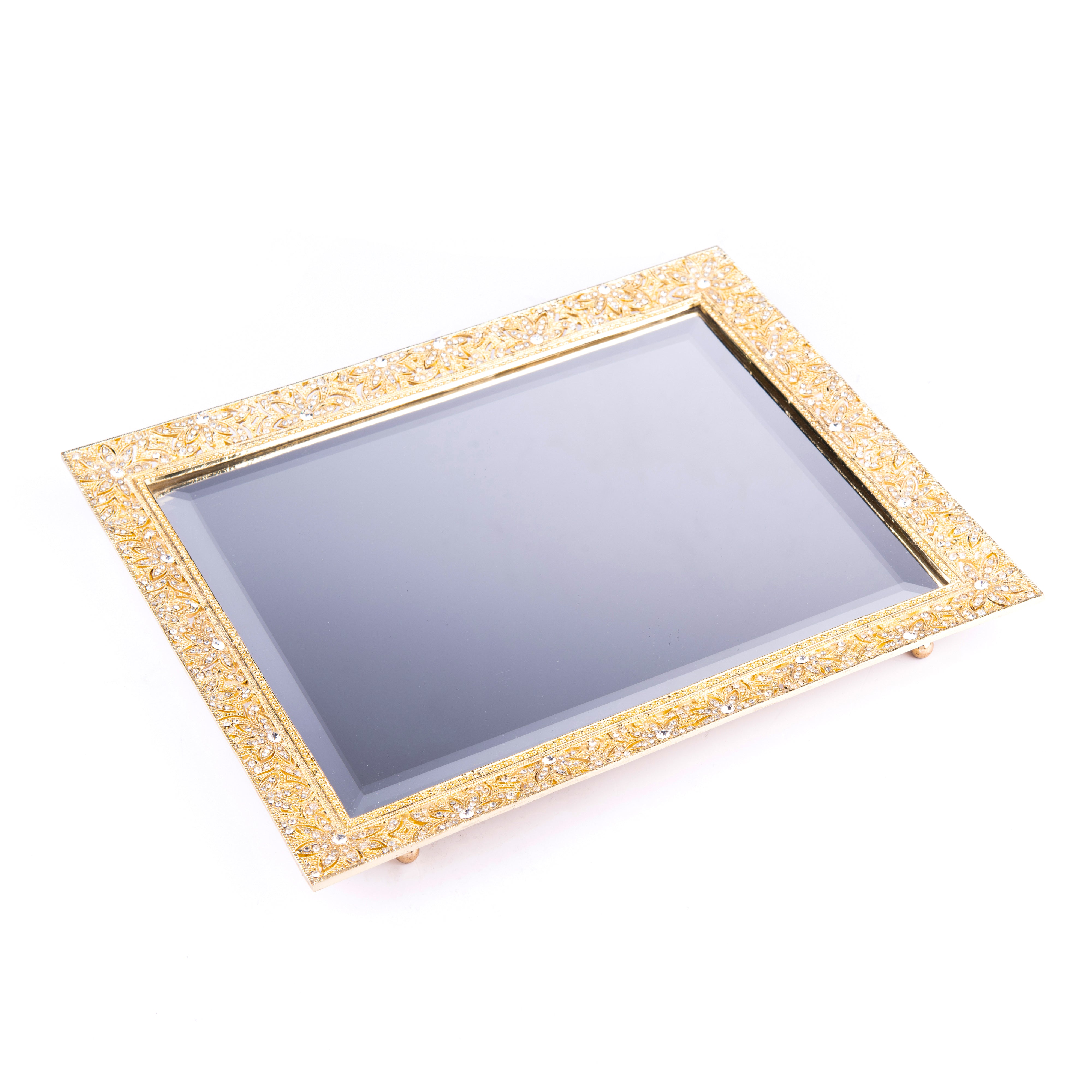 Olivia Riegel. Gold Windsor Tray Studded with Swarovski. Large Size