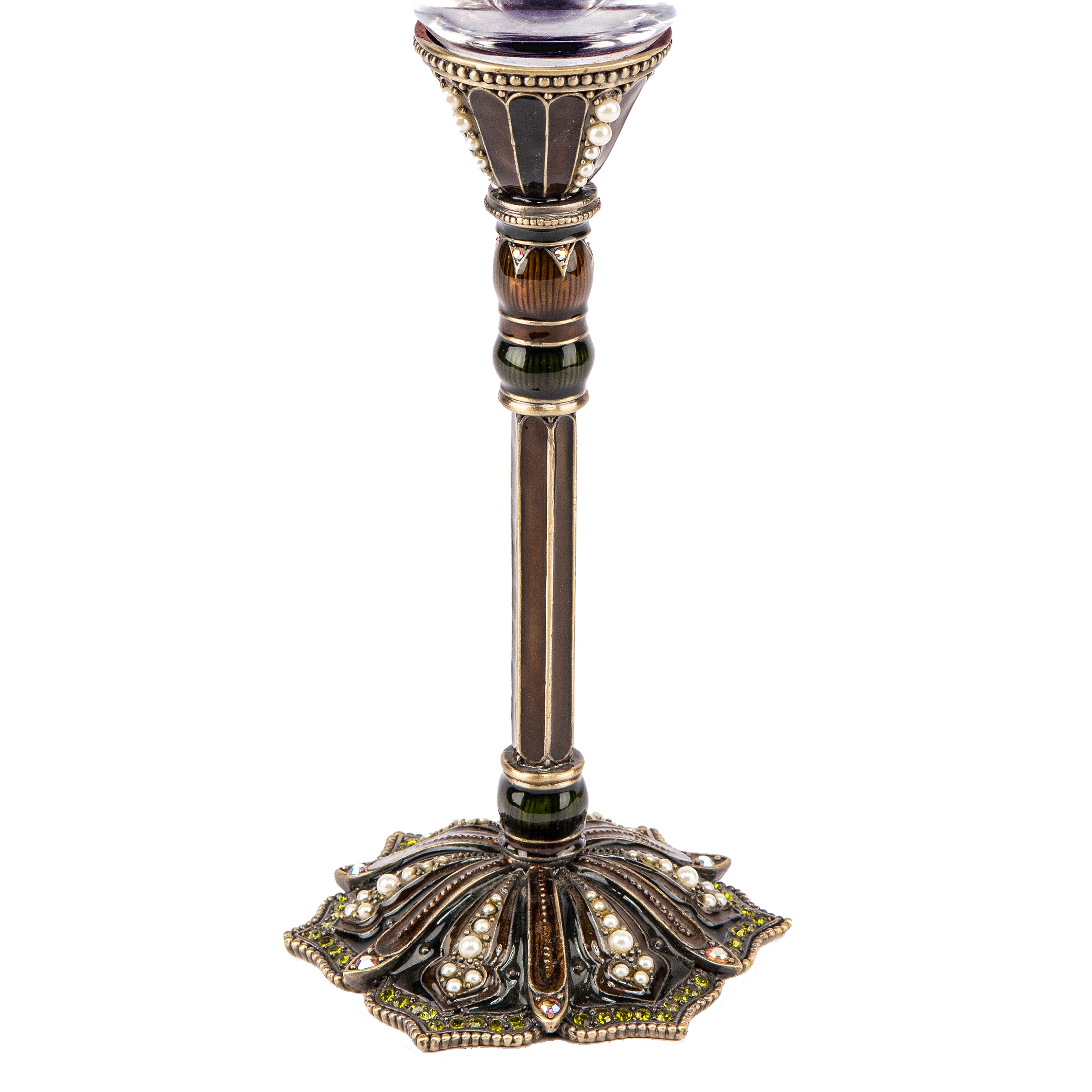 Tizo Design. Drinking Glass with Bronze Stem Studded with Crystals