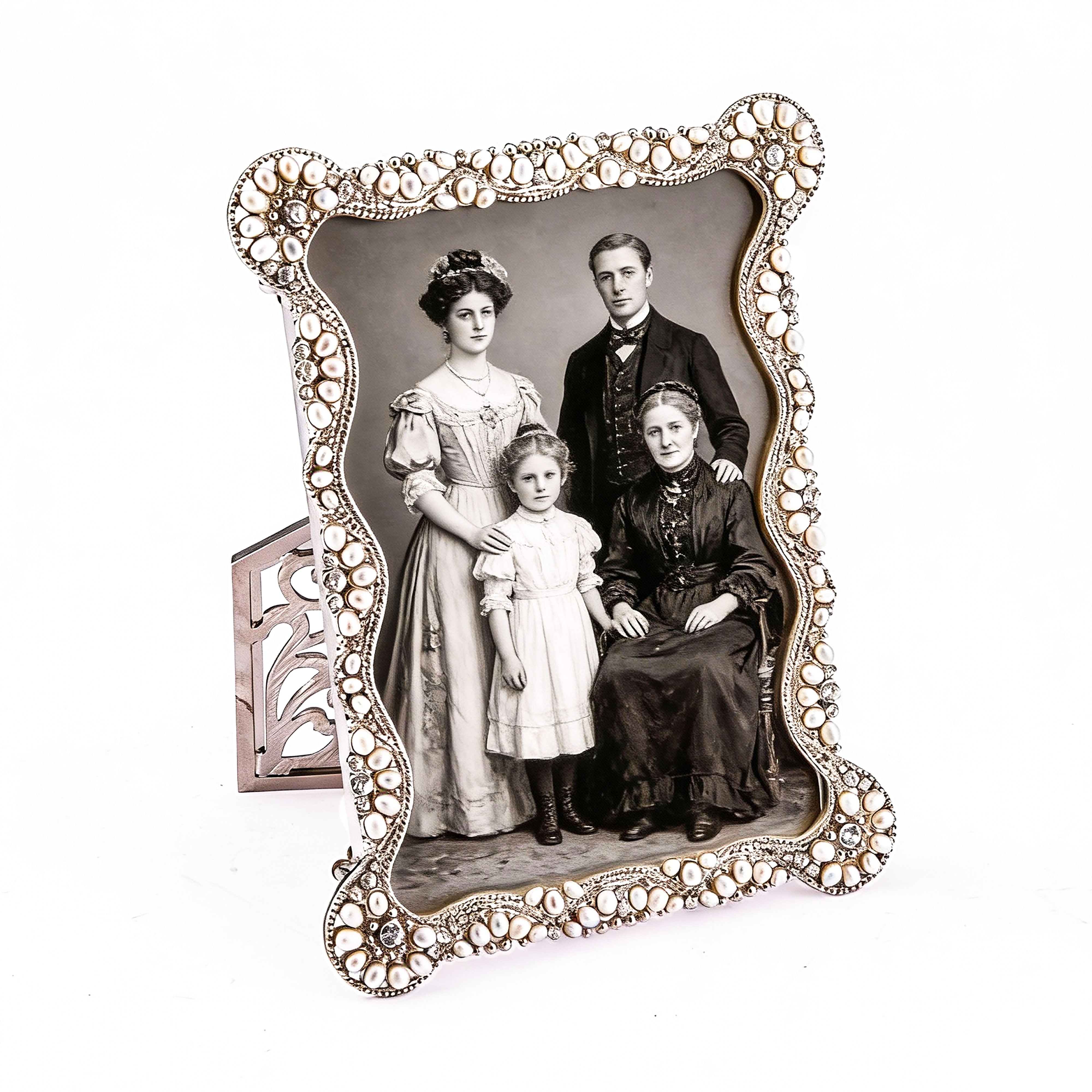 Tizo Design. Pearl & Crystal Embellished Jewel Tone Frame