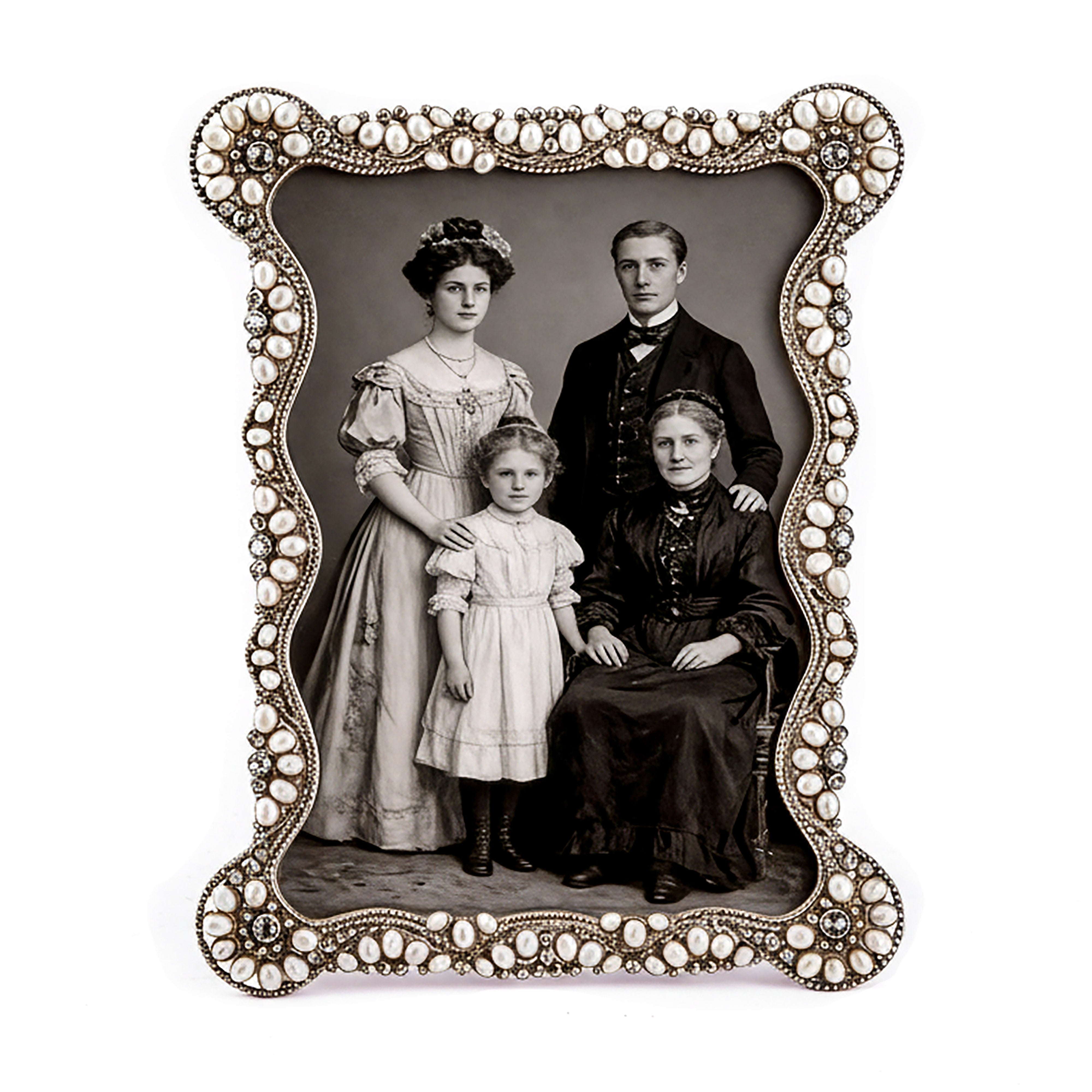 Tizo Design. Pearl & Crystal Embellished Jewel Tone Frame