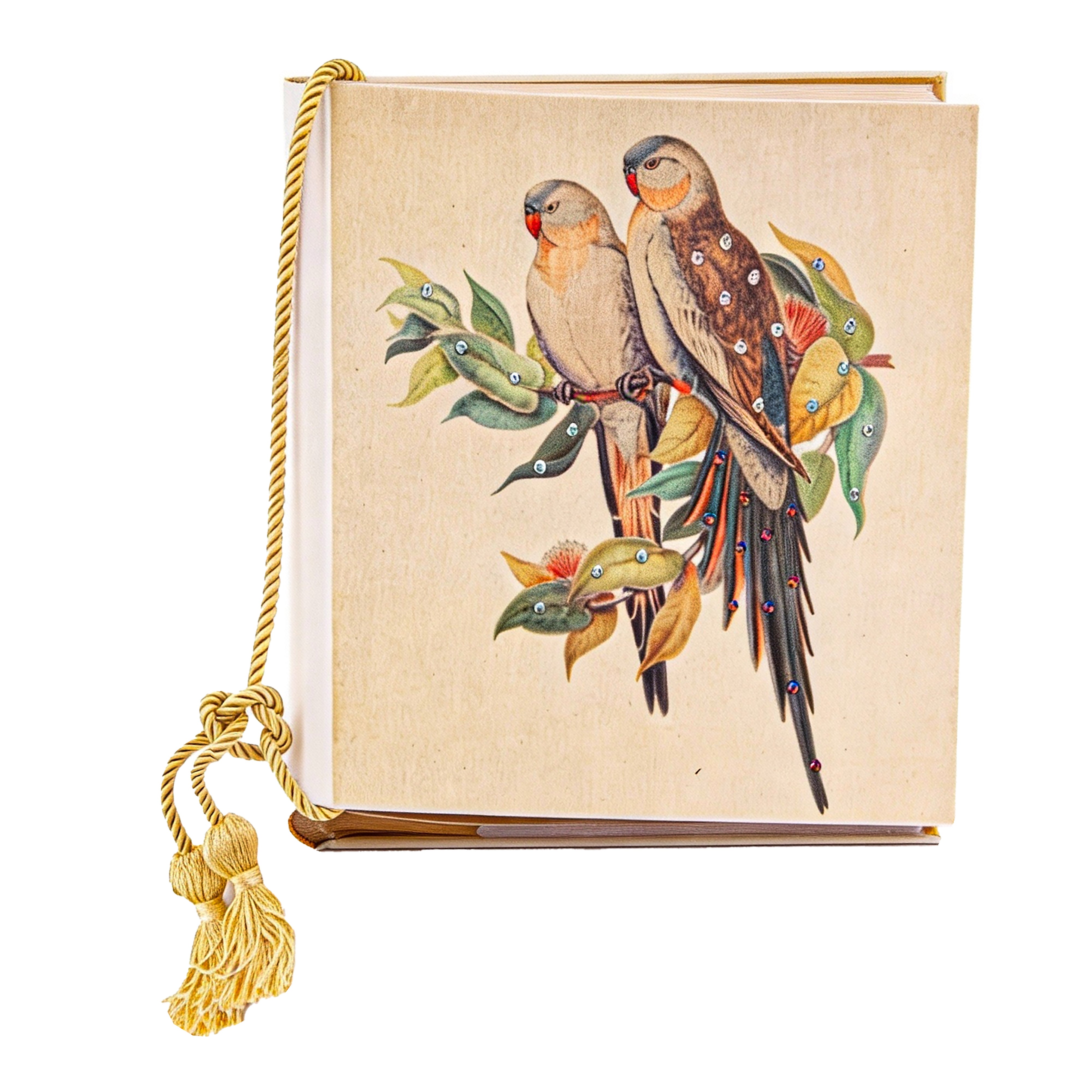 Terra Tradition. Linen Photo Album with Love Birds & Swarovski Crystals