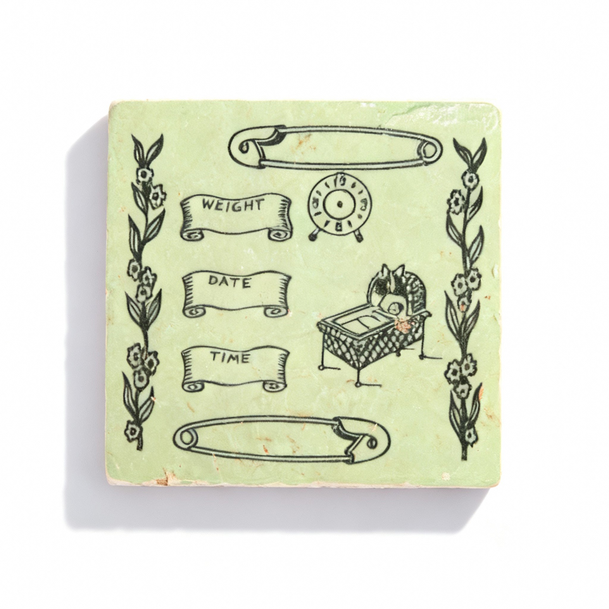 Studio Vertu. Baby Birth Tile from Natural Stone. Medium Size