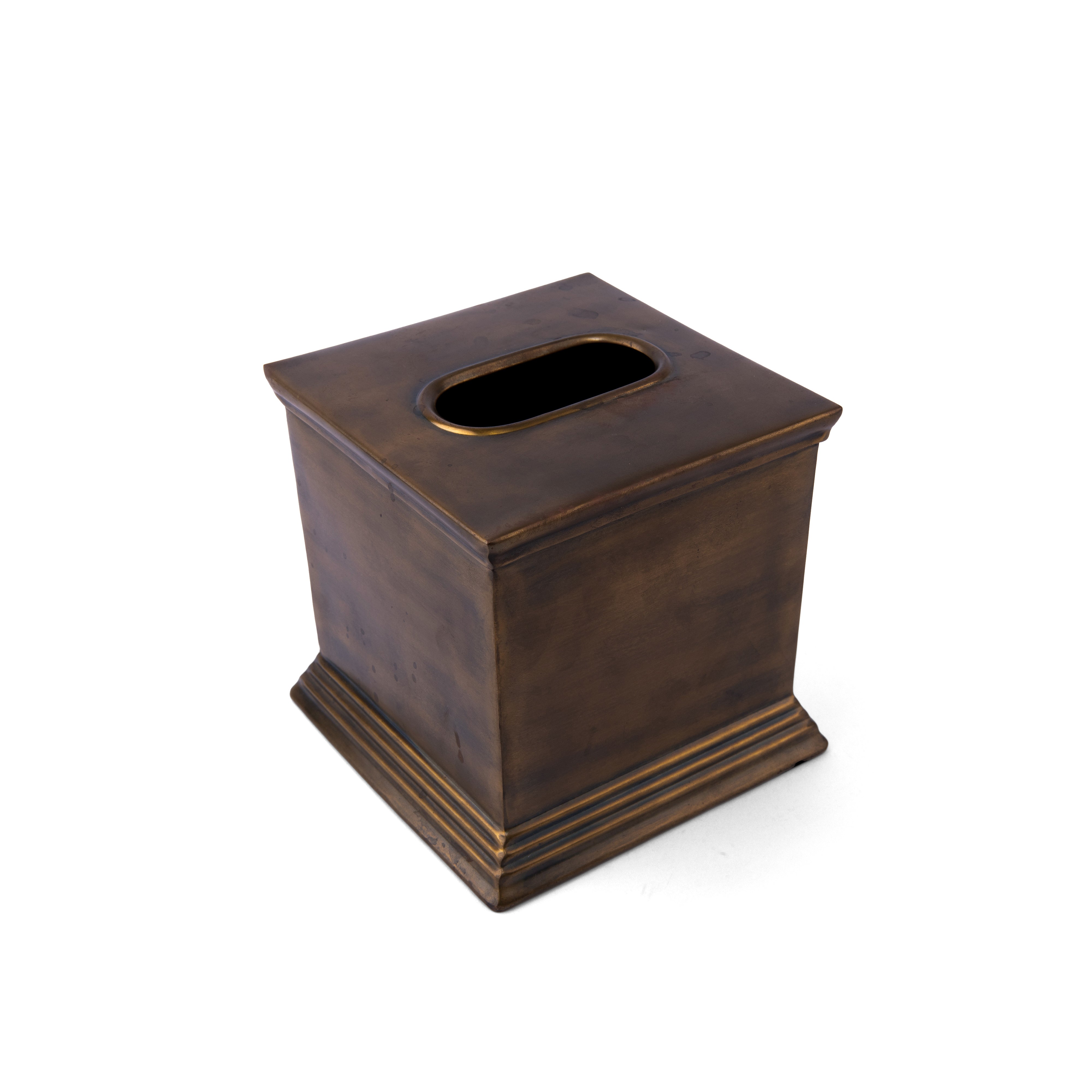 Paradigm Trends. Antique Brass Tissue Box. Medium Size