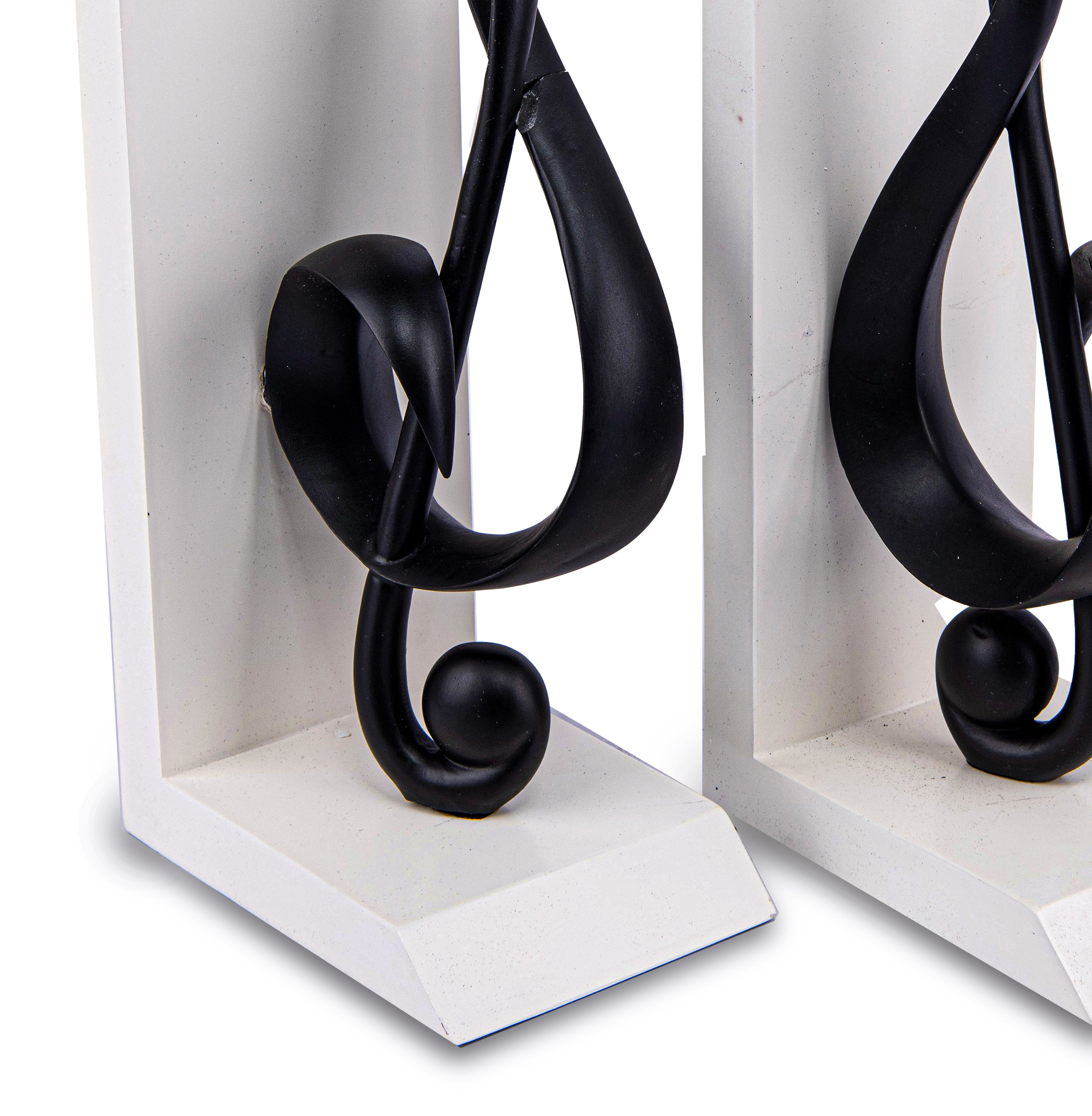 The Merchant Source. White Bookend Shaped in a Trebel Clef Music Note. Medium