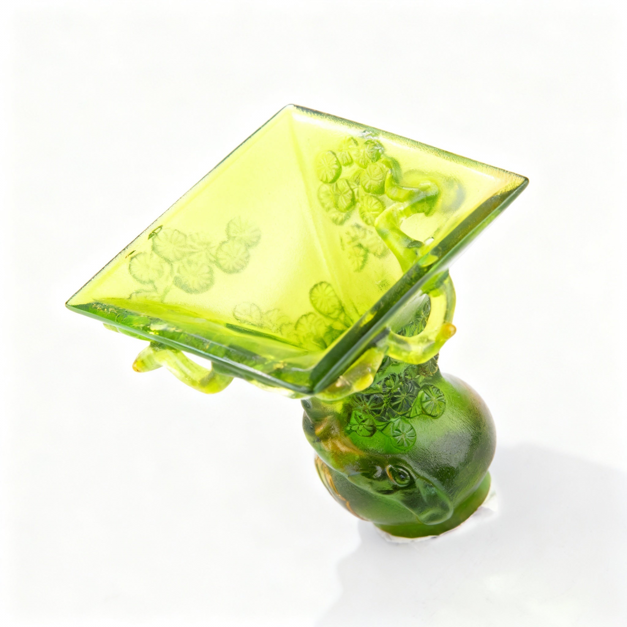 Liuligongfang Glass. Green Crystal Figurine. Small Size