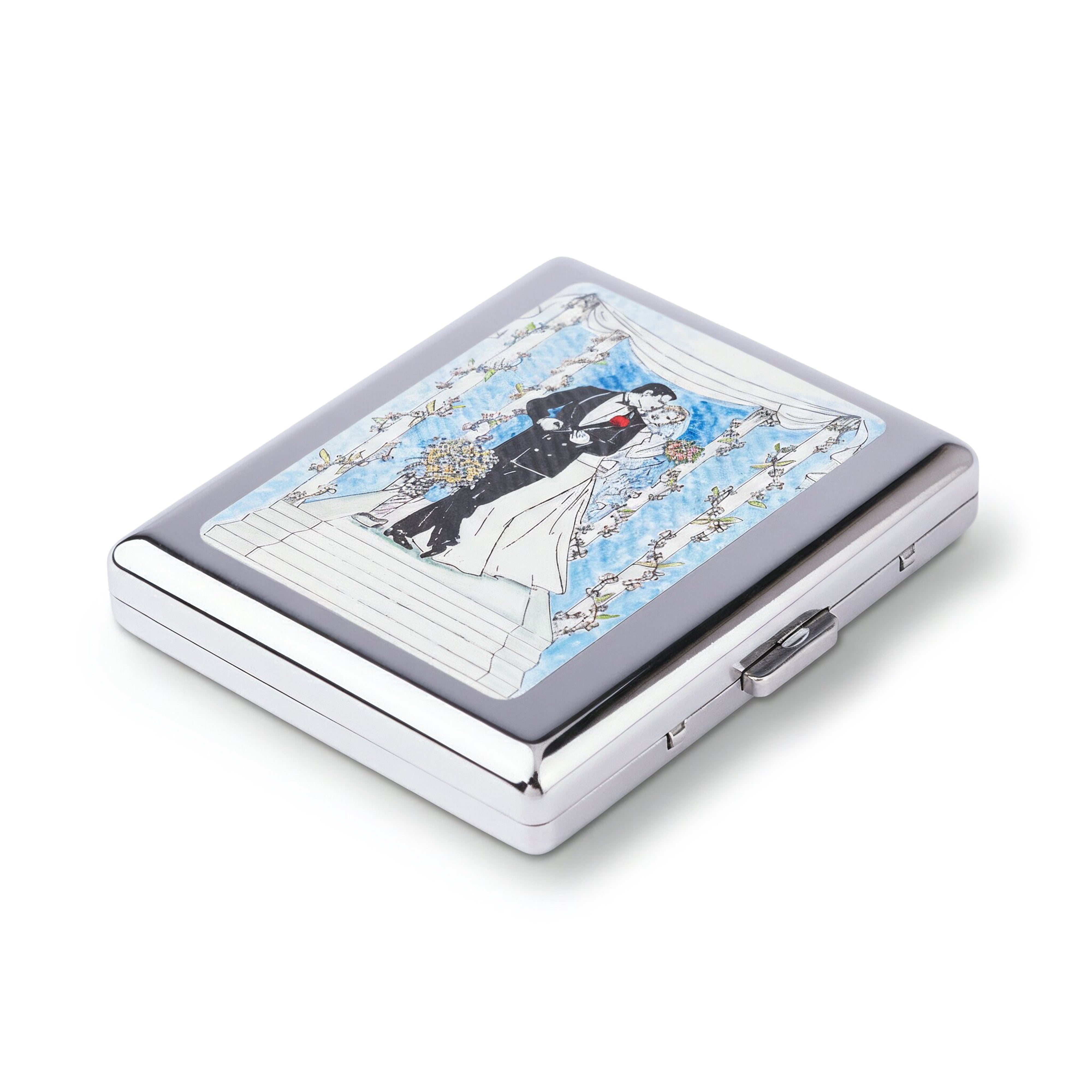 Personalized Expressions. Cigarette Case in Bride & Groom Design