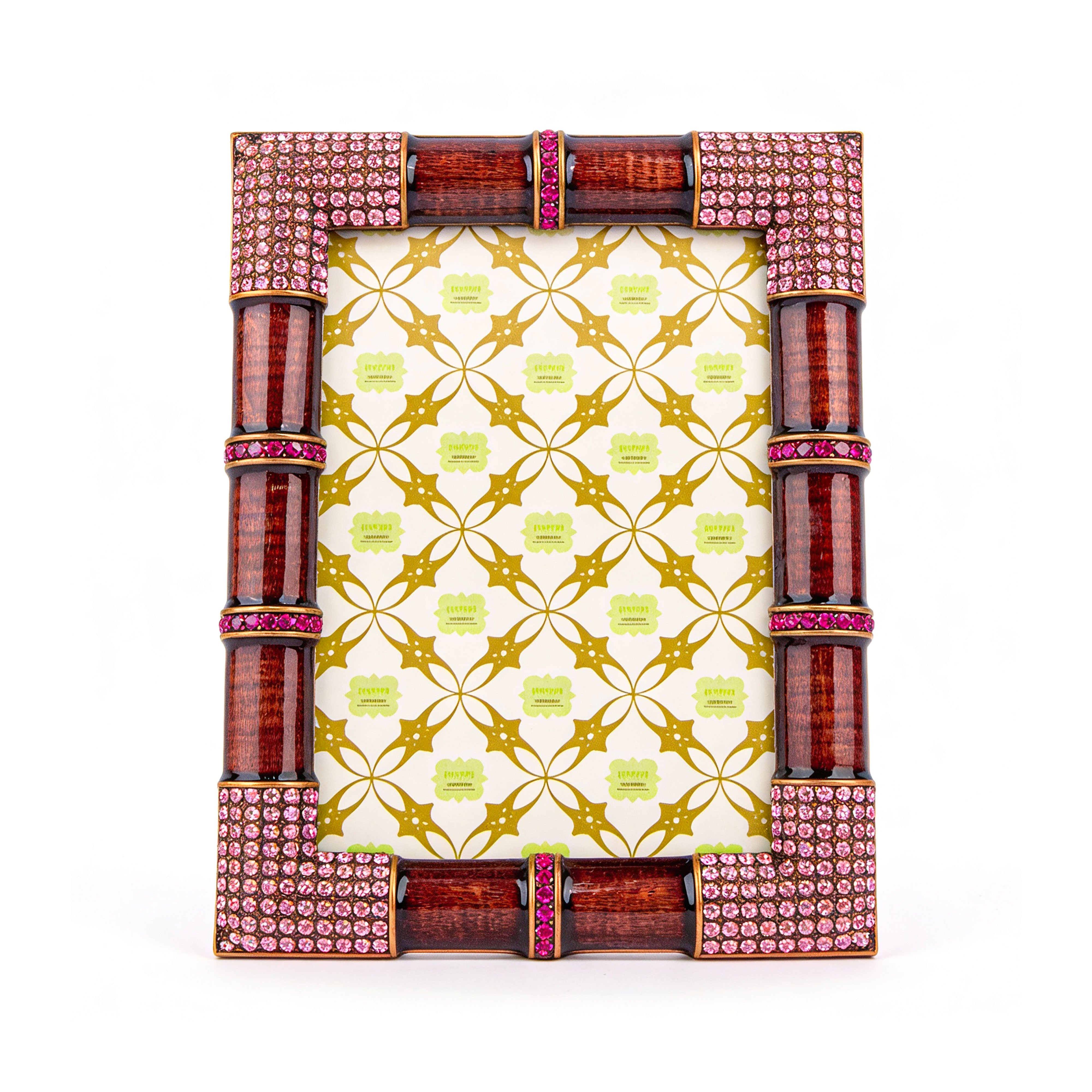 Eccolo. Burgundy Picture Frame Studded with Crystals. Small Size.