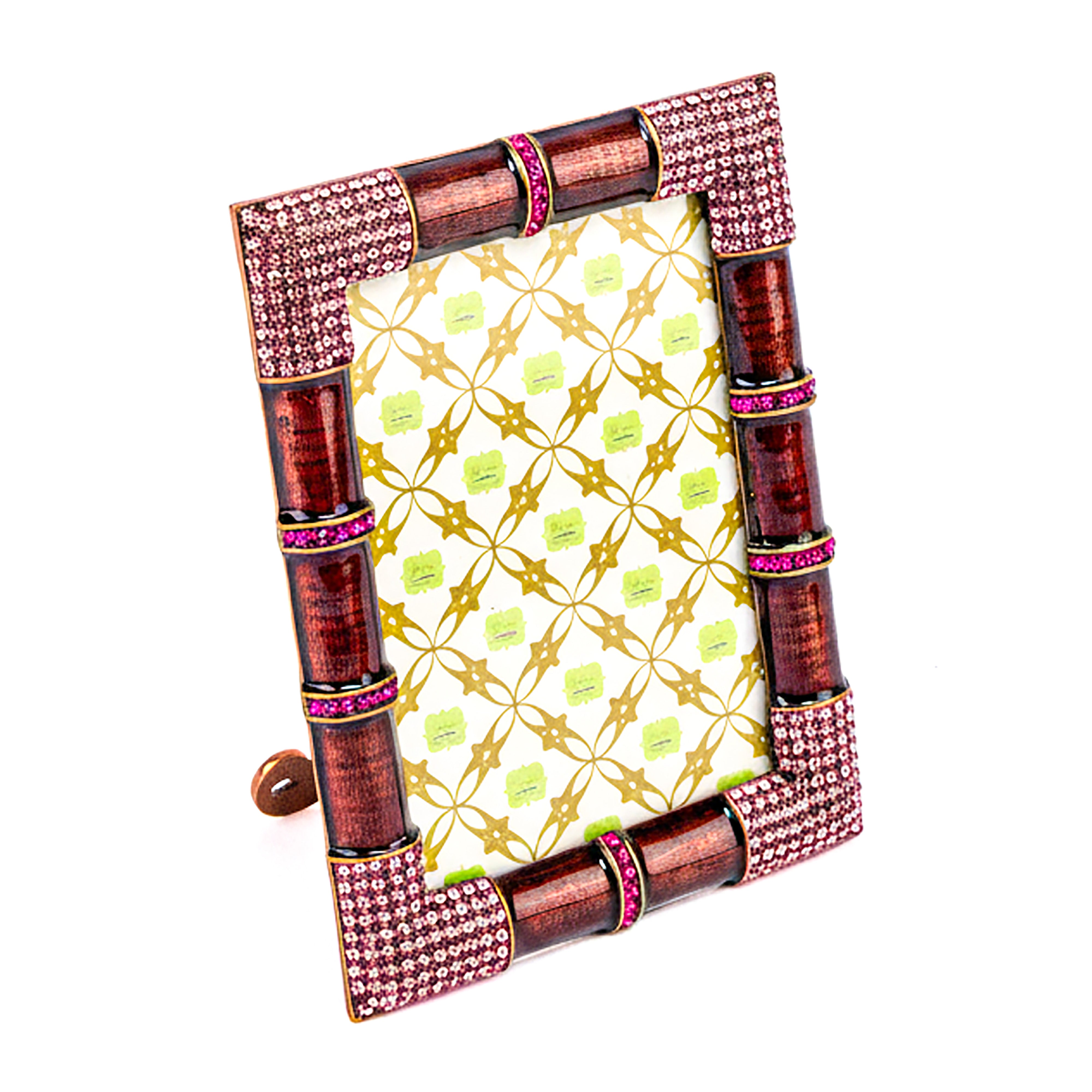 Eccolo. Burgundy Picture Frame Studded with Crystals. Small Size.