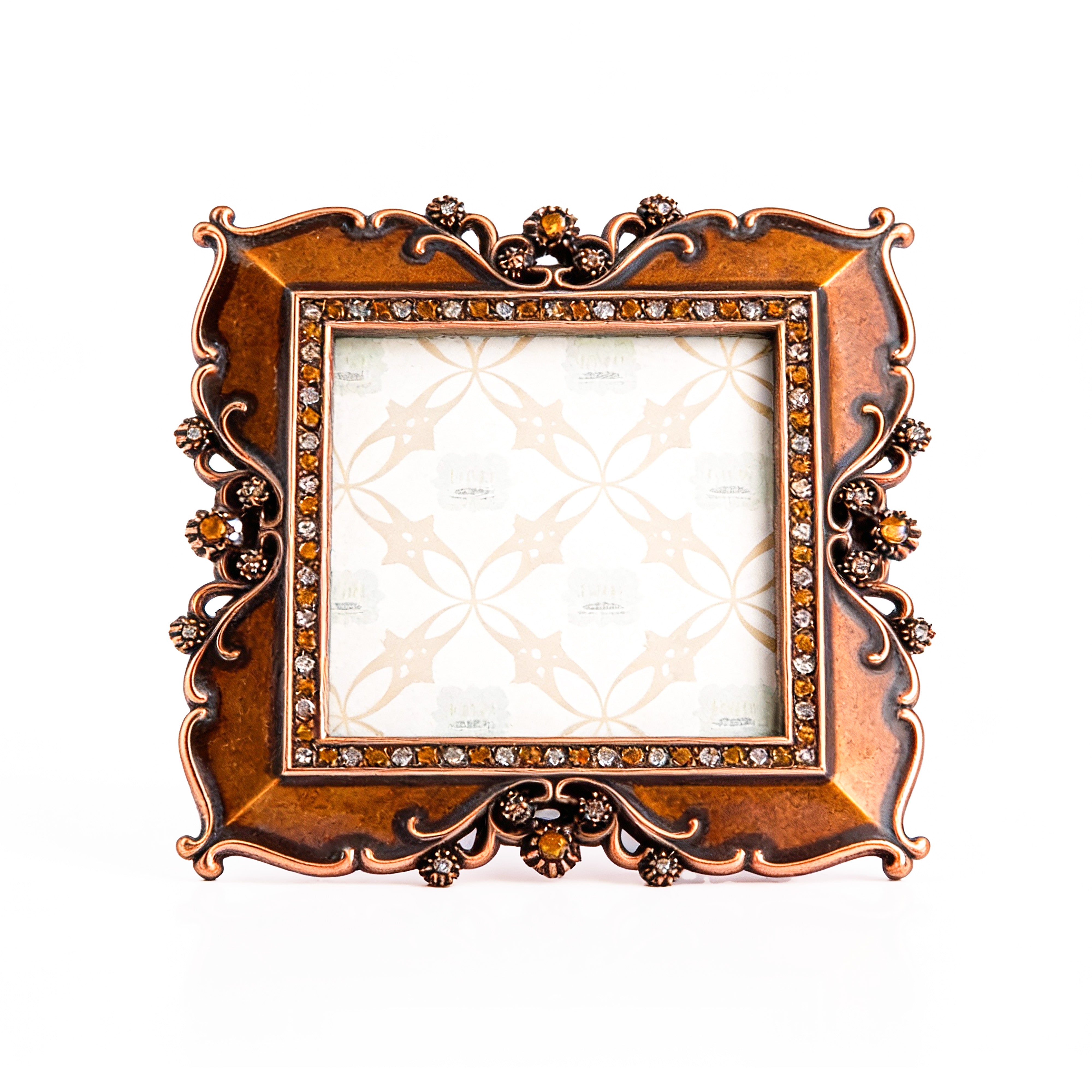 Eccolo. Bronze Picture Frame Studded with Crystals. Small Size
