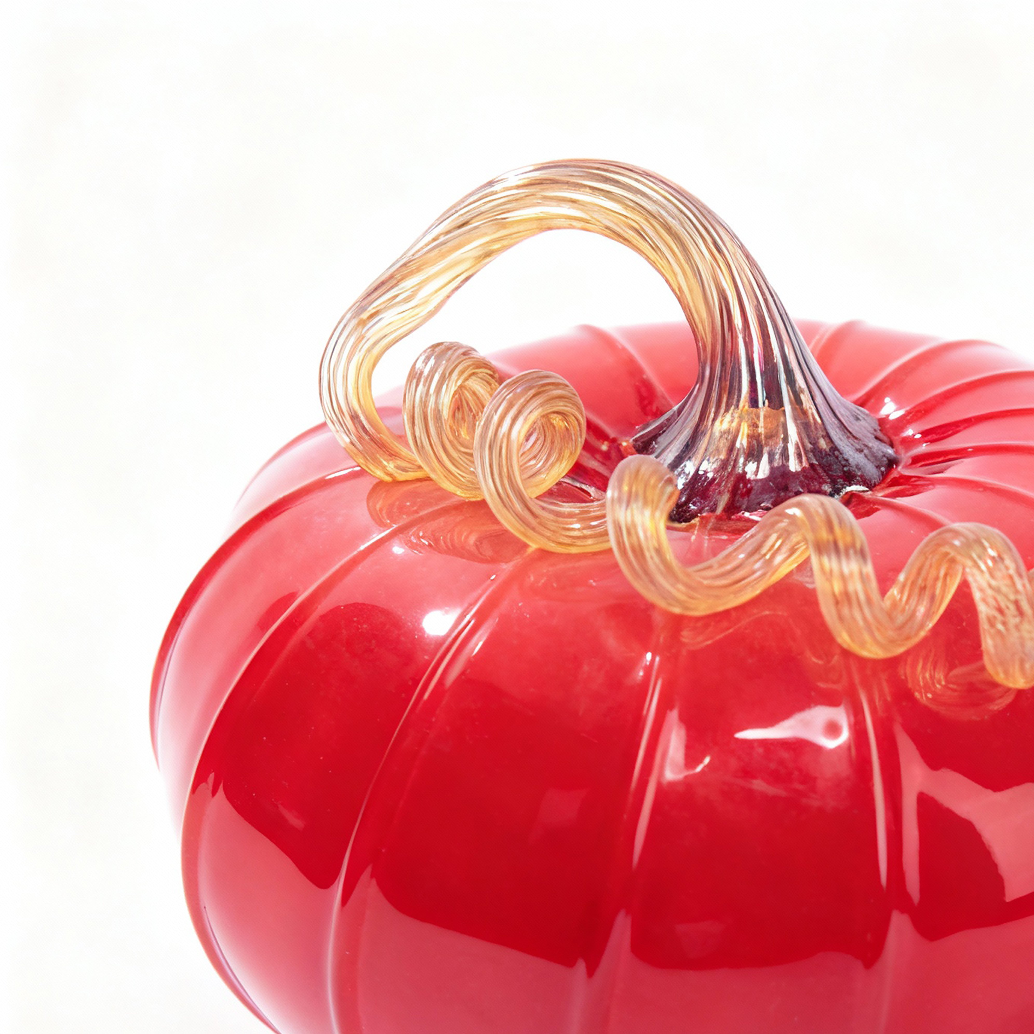 Walker & Bowes. Red Glass Pumpkin Sculpture. Large Size