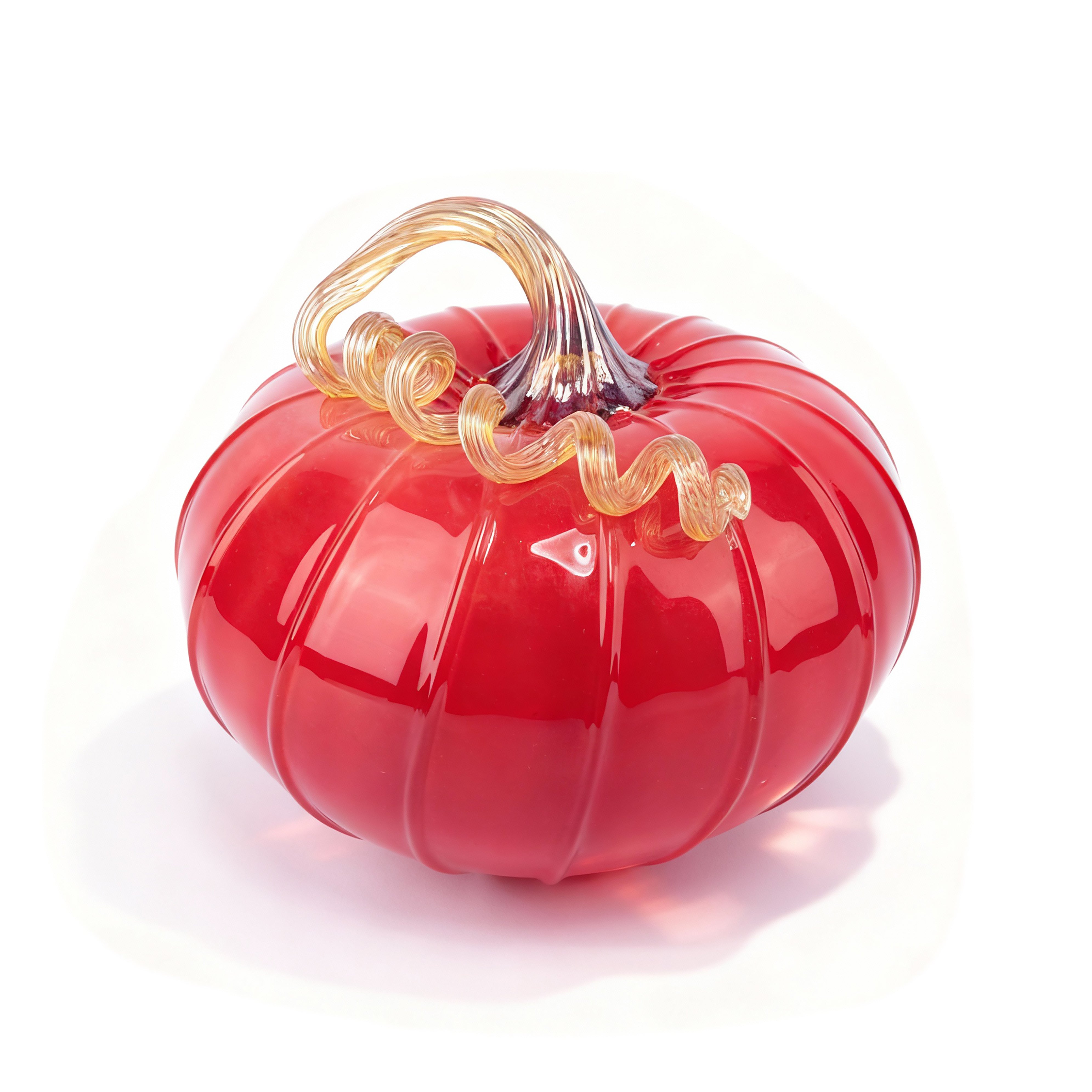 Walker & Bowes. Red Glass Pumpkin Sculpture. Large Size
