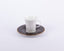 Manufacture De Monaco. Set of 4 White Coffee Cups & Brown Saucers Studded with Swarovski