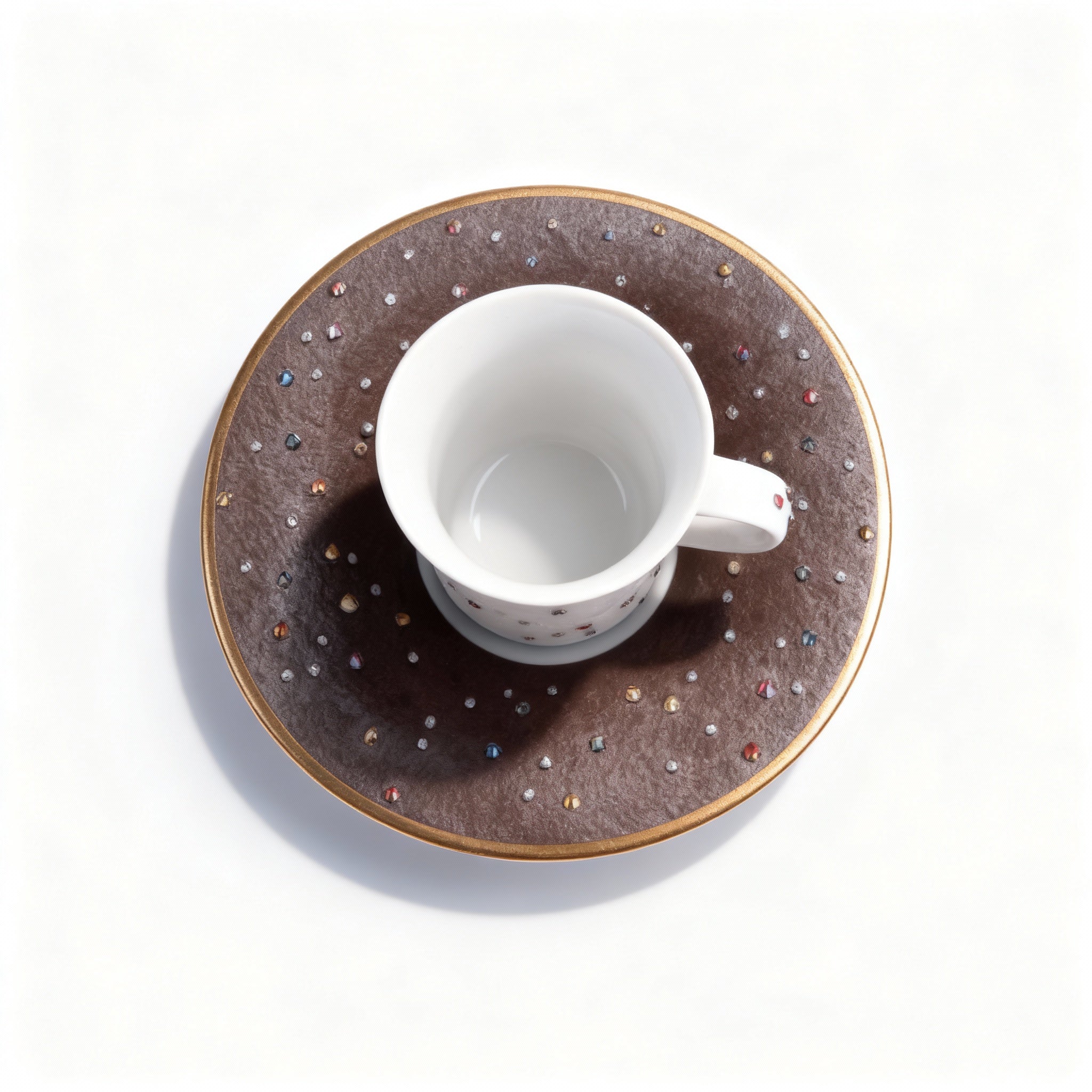 Manufacture De Monaco. Set of 4 Small Espresso Cups & Saucers Studded with Swarovski.