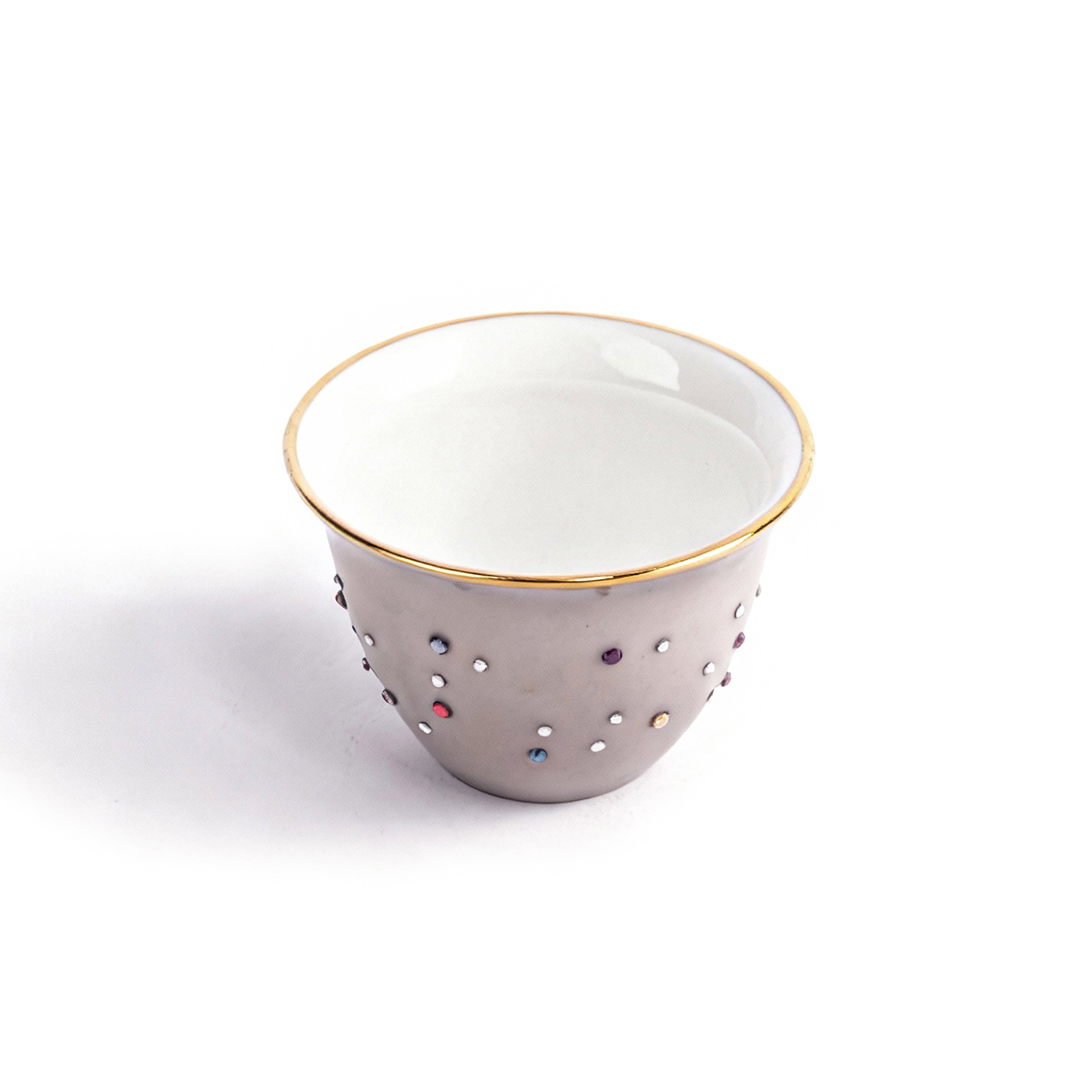 Manufacture De Monaco. Porcelain Coffee Cup Studded with Swarovski. Sold Per Piece