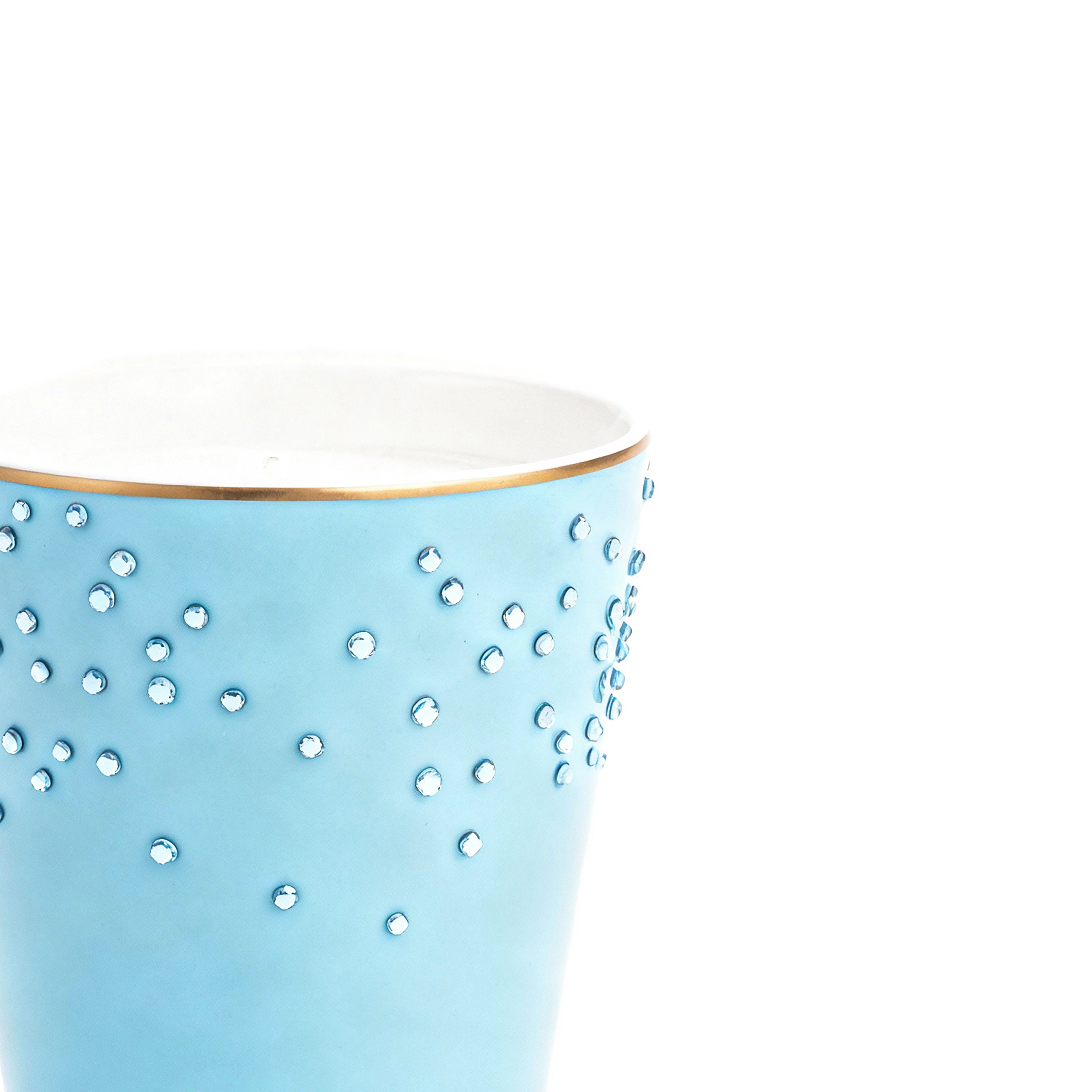 Manufacture De Monaco. Porcelain Decorative Candle with Blue Swarovski. Small Size