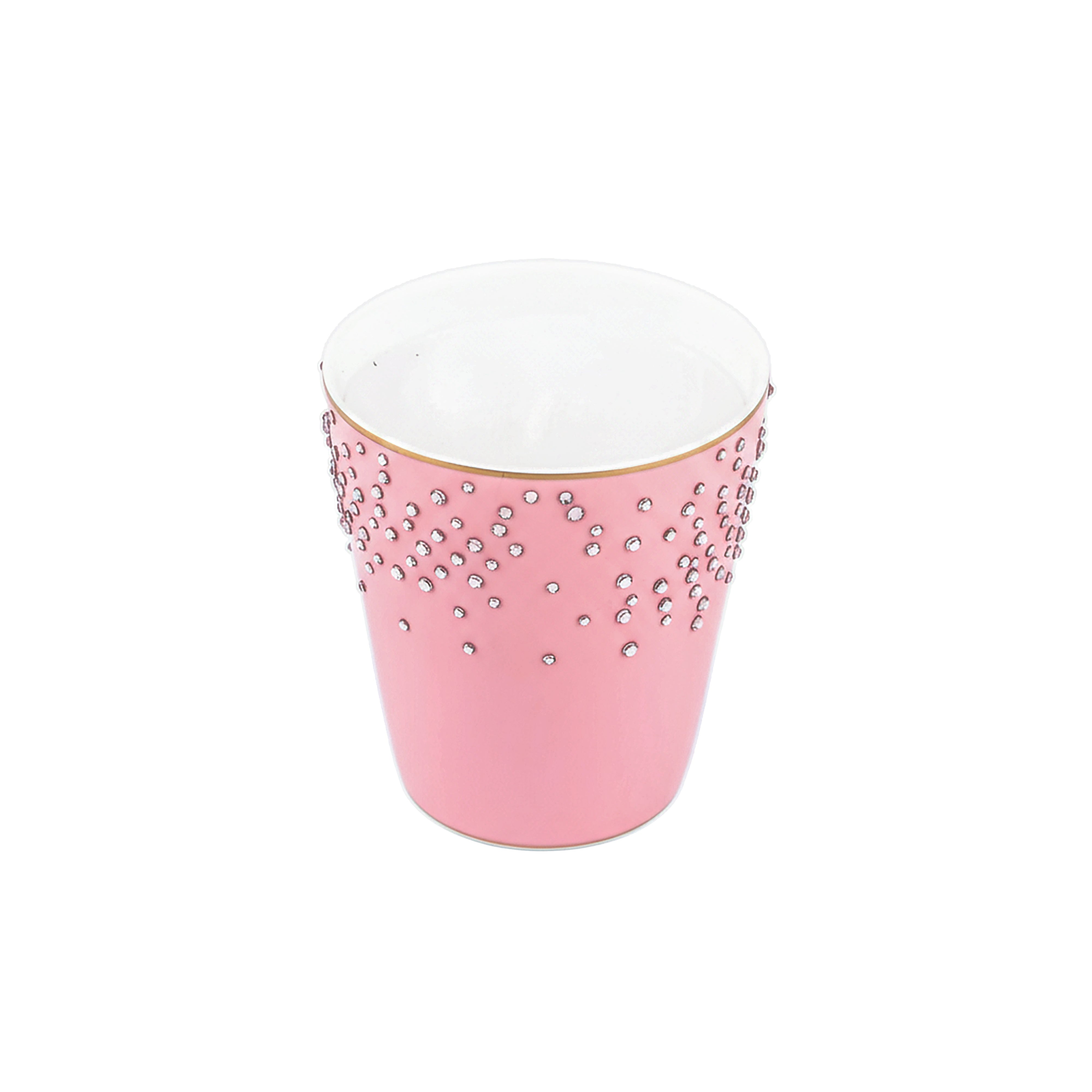 Manufacture De Monaco. Pink Porcelain Decorative Candle with Swarovski. Small Size