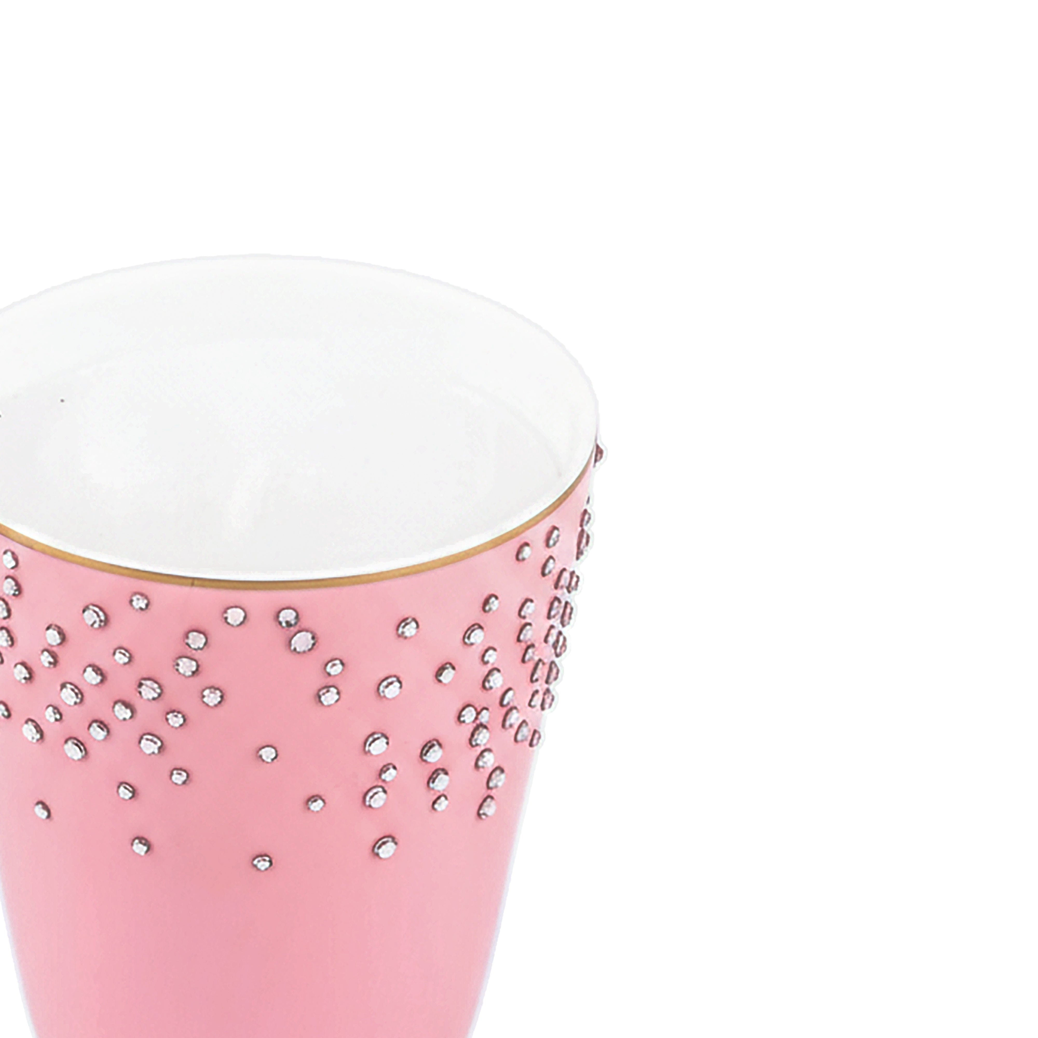Manufacture De Monaco. Pink Porcelain Decorative Candle with Swarovski. Small Size