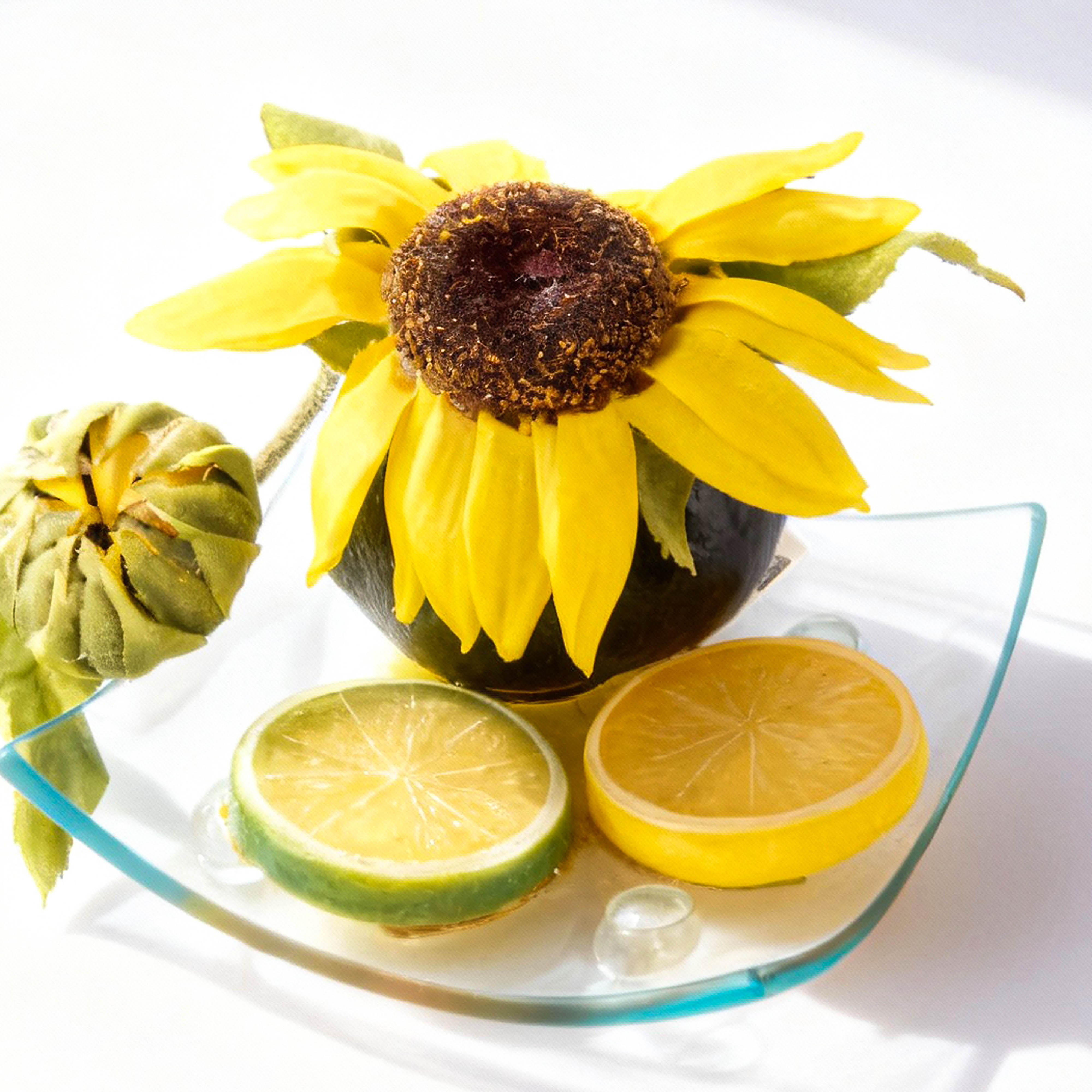 Immortalis Botanicals. Glass Figurine with Sunflower.  Small Size