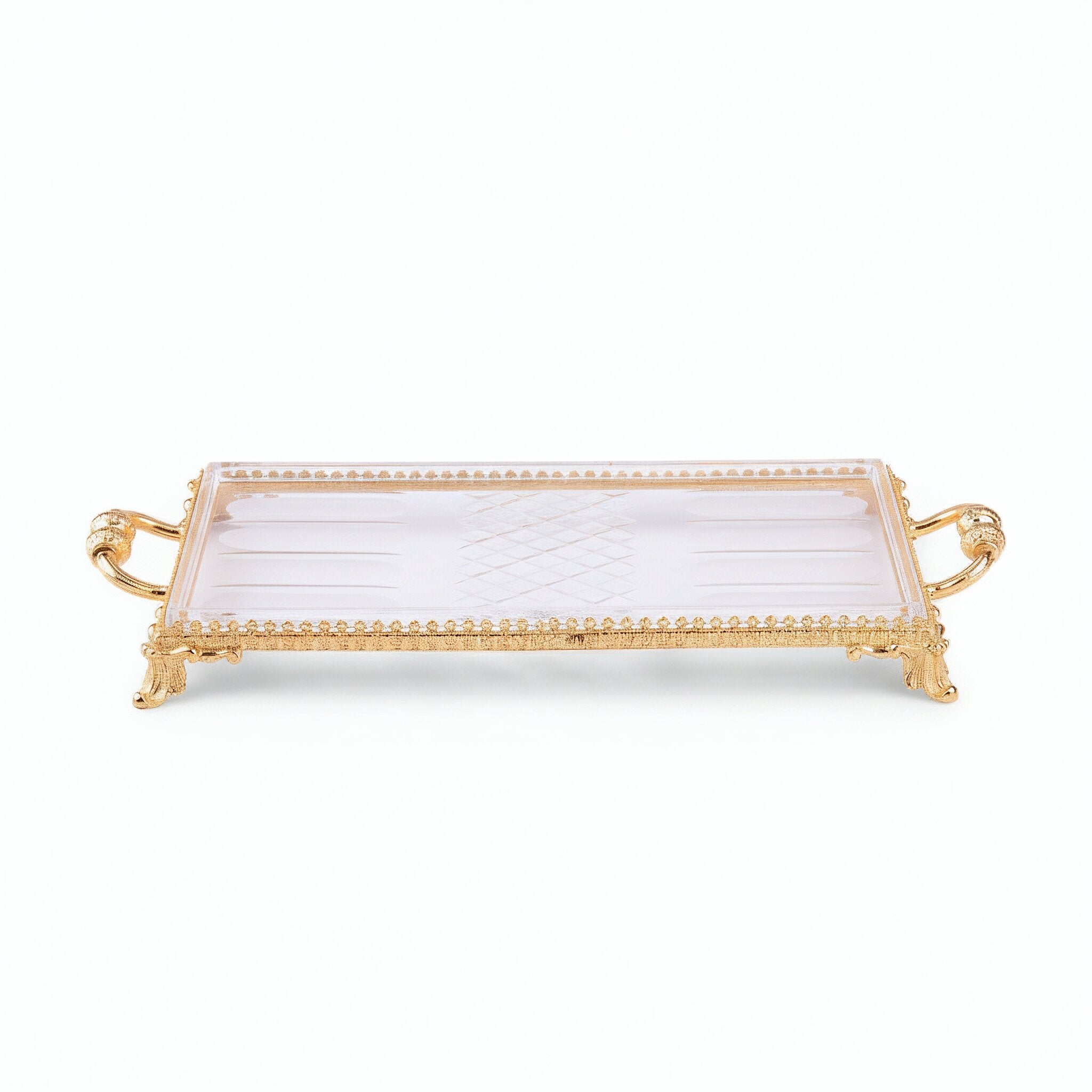 Baldi. Rectangular Tray On Feet With Gilded Handles