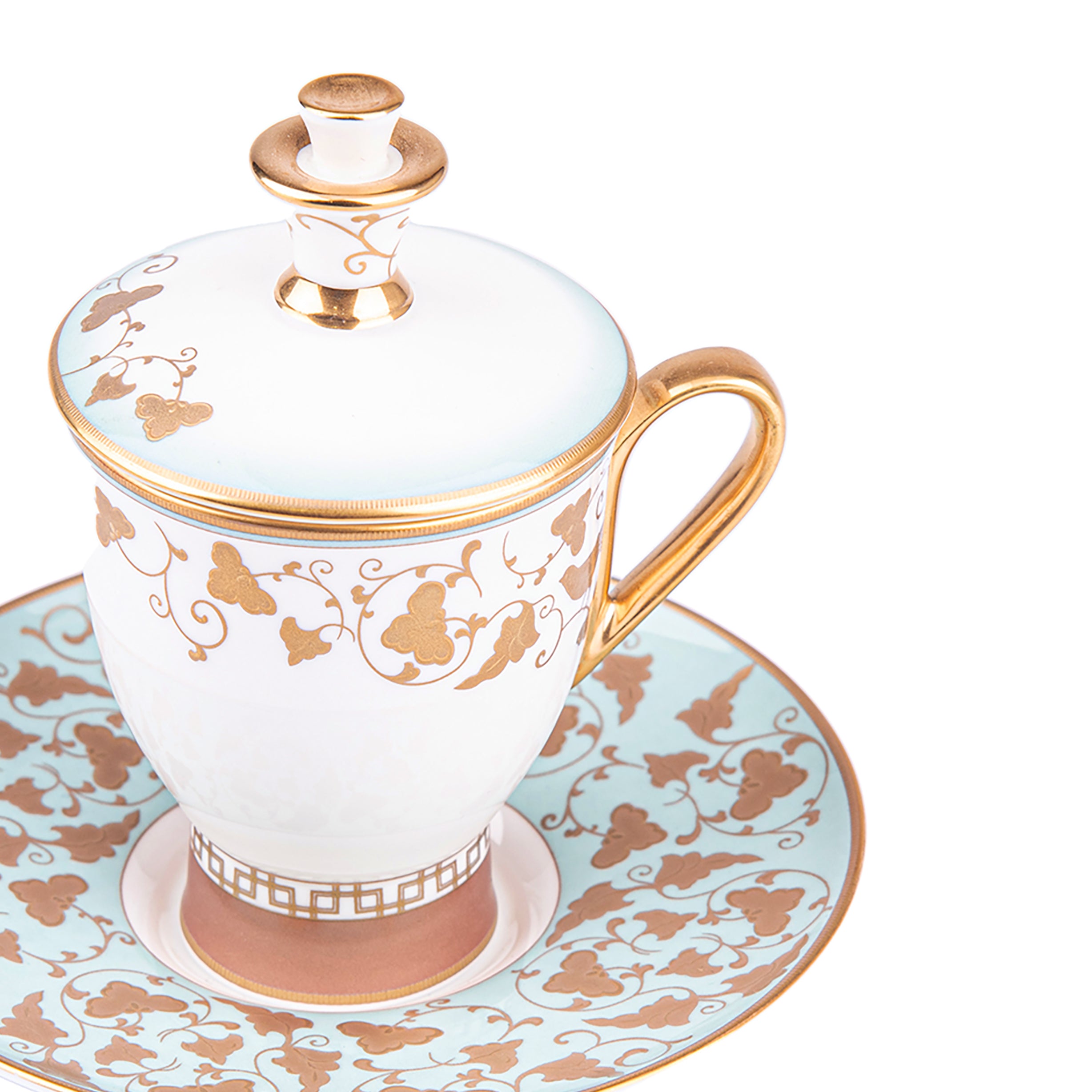 Prouna. Imperial Jade Tea Cup And Plate of Porcelain - Small size