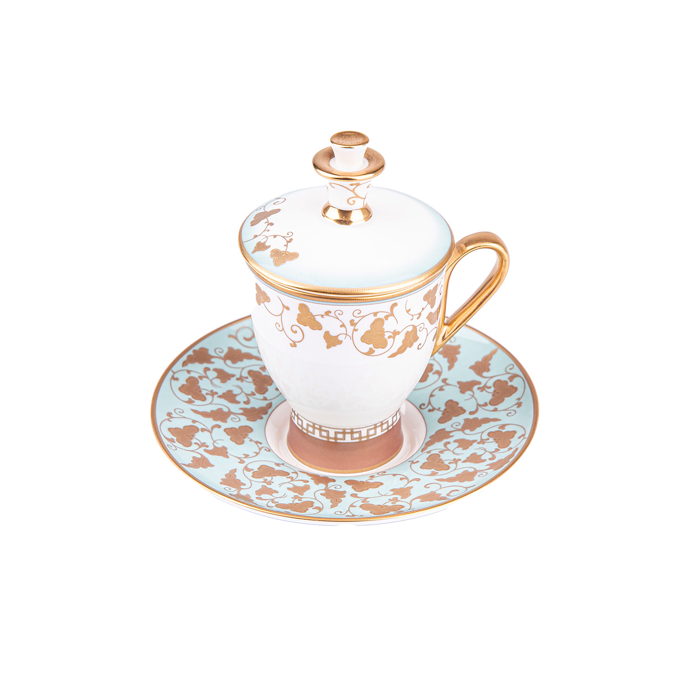 Prouna. Imperial Jade Tea Cup And Plate of Porcelain - Small size