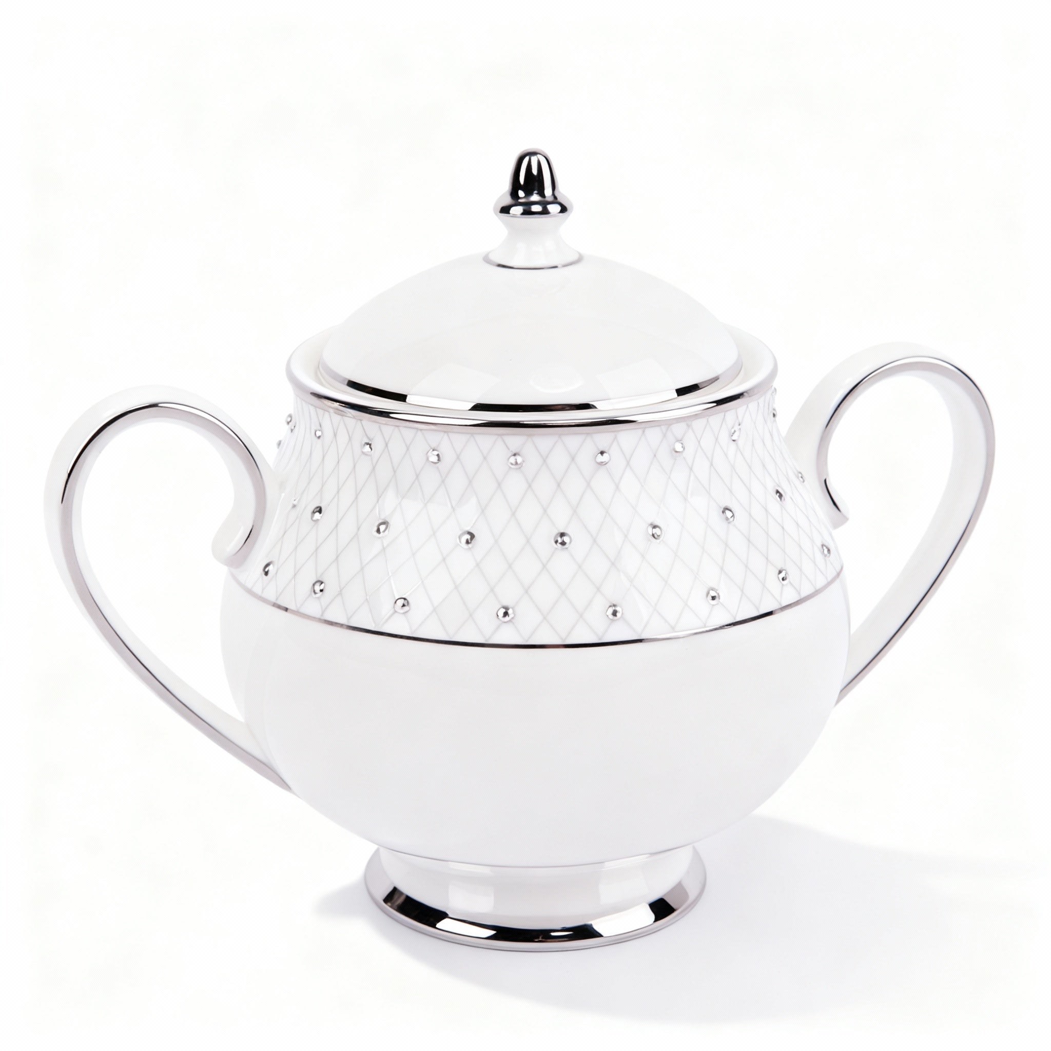 Prouna. Porcelain Sugar Pot Studded with Swarovski. Small