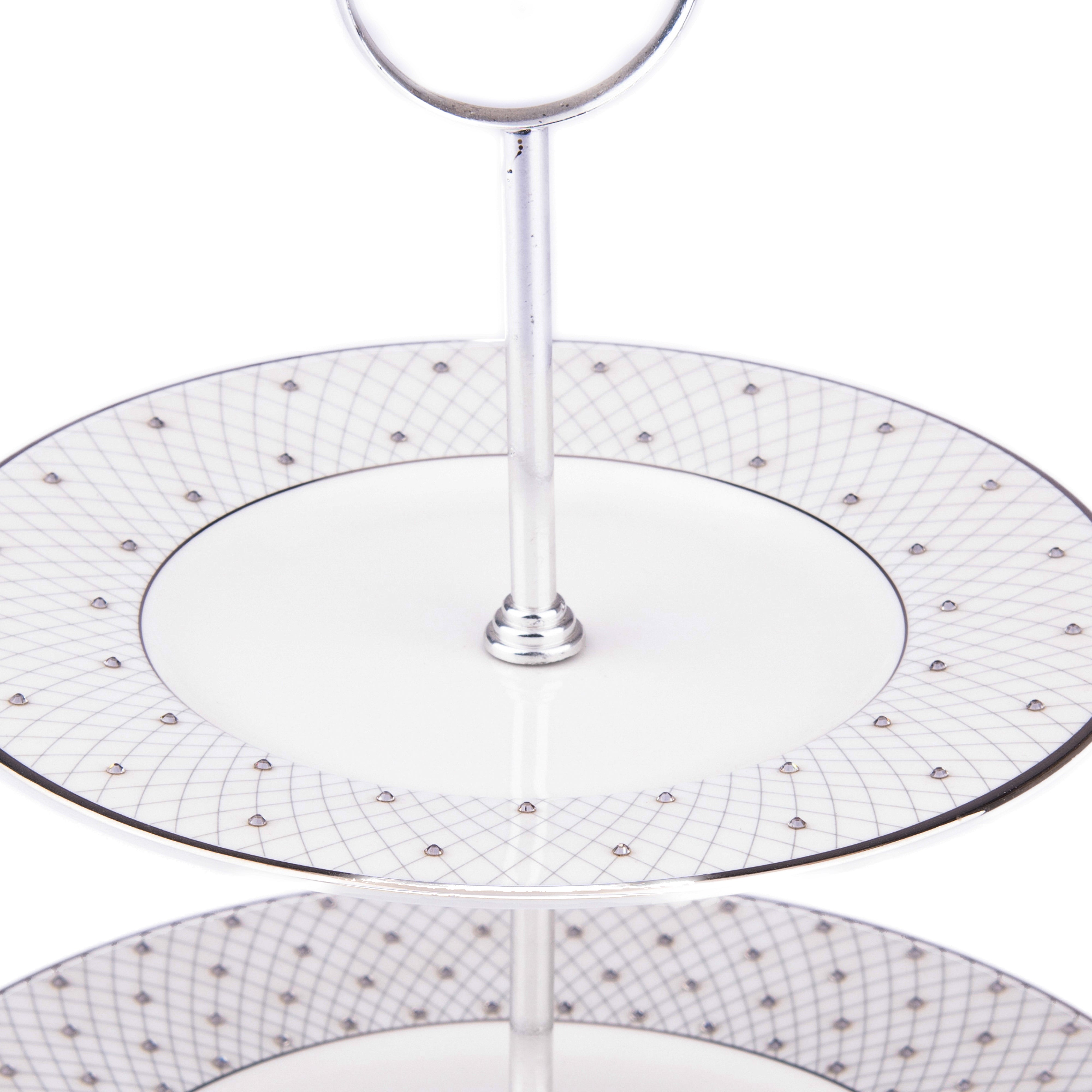 Prouna. Princess 2 Tier Mini Patisserie Stand Jewelled with Swarovski