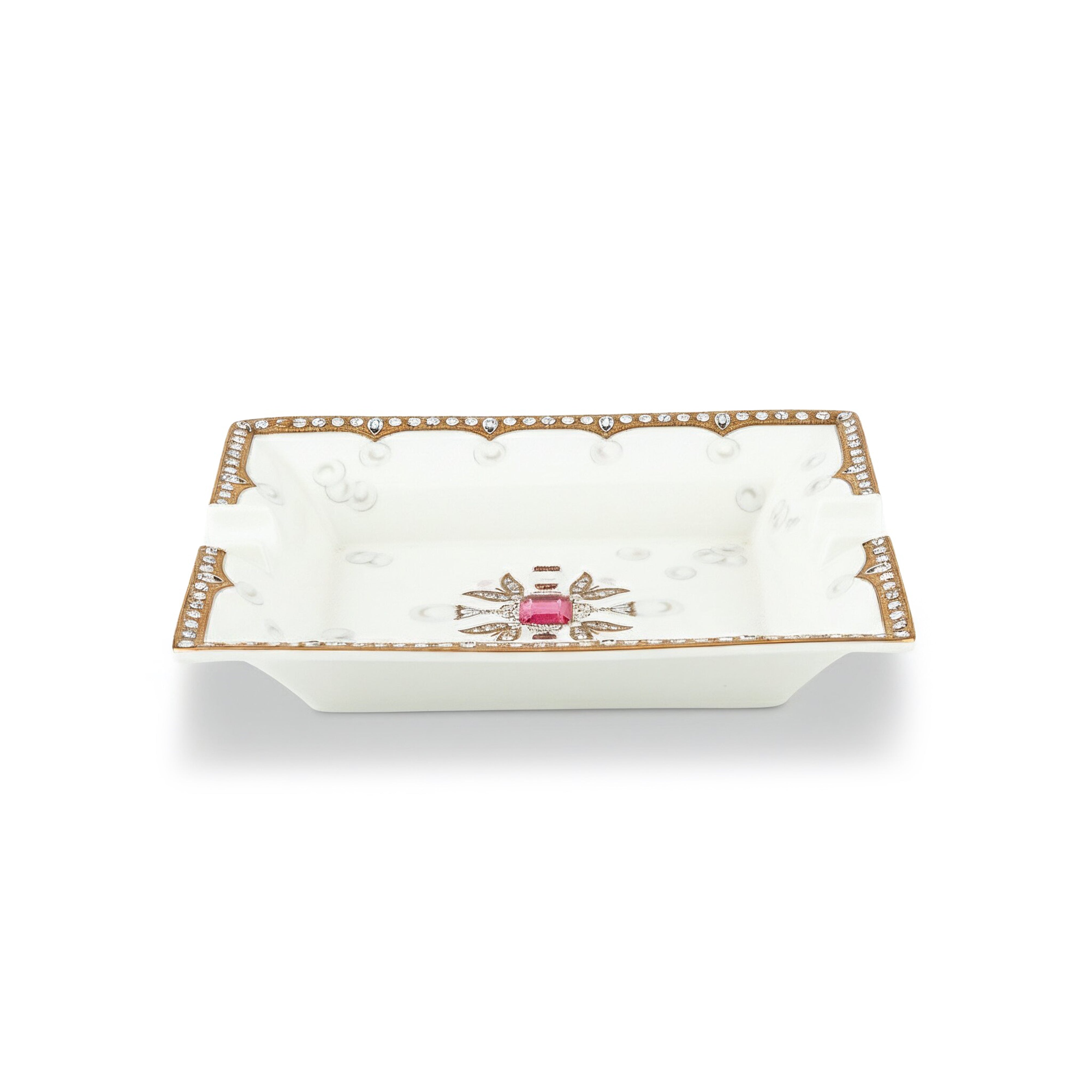 Fradkof. Limoges Ashtray Studded with Rudy and Golden Detailing