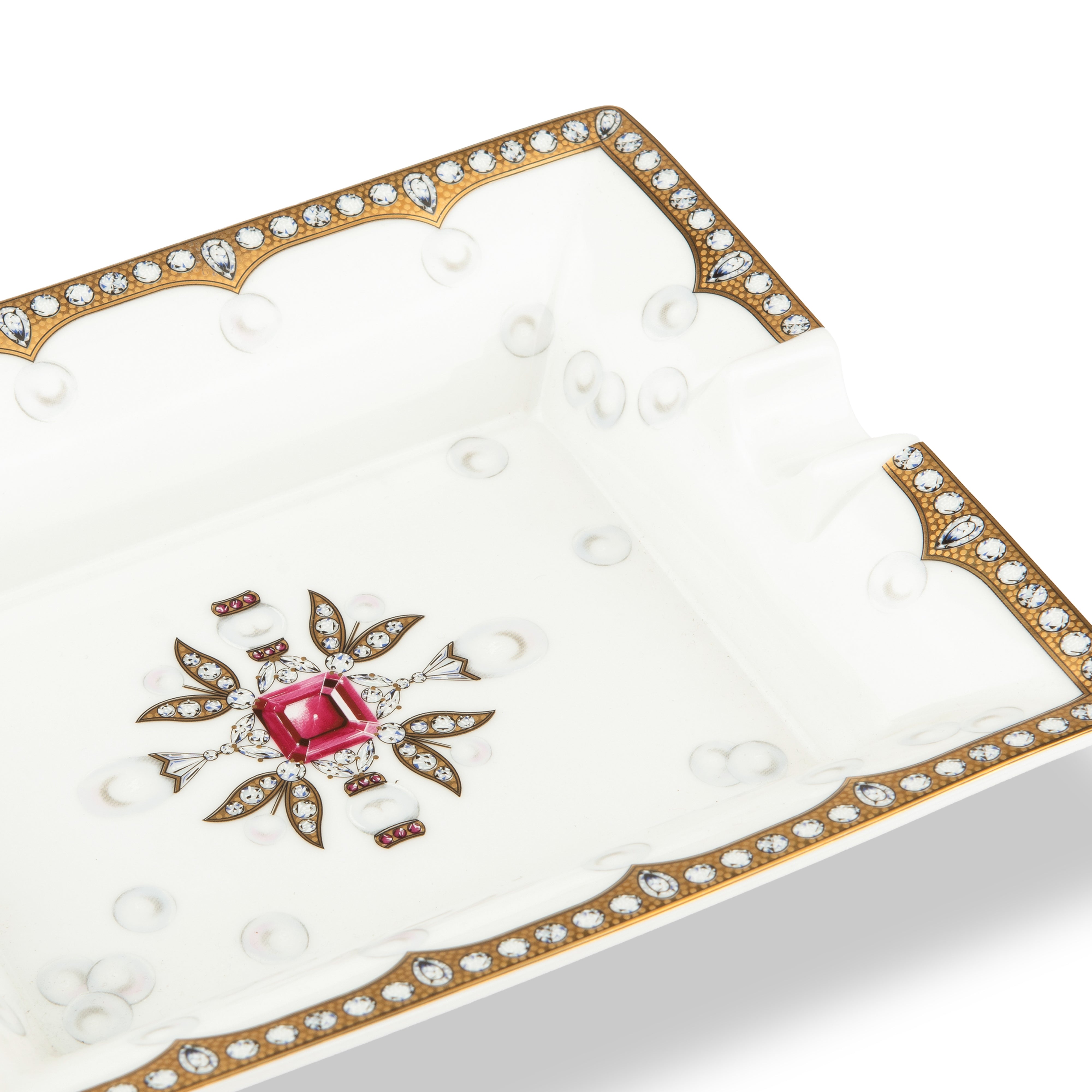 Fradkof. Limoges Ashtray Studded with Rudy and Golden Detailing