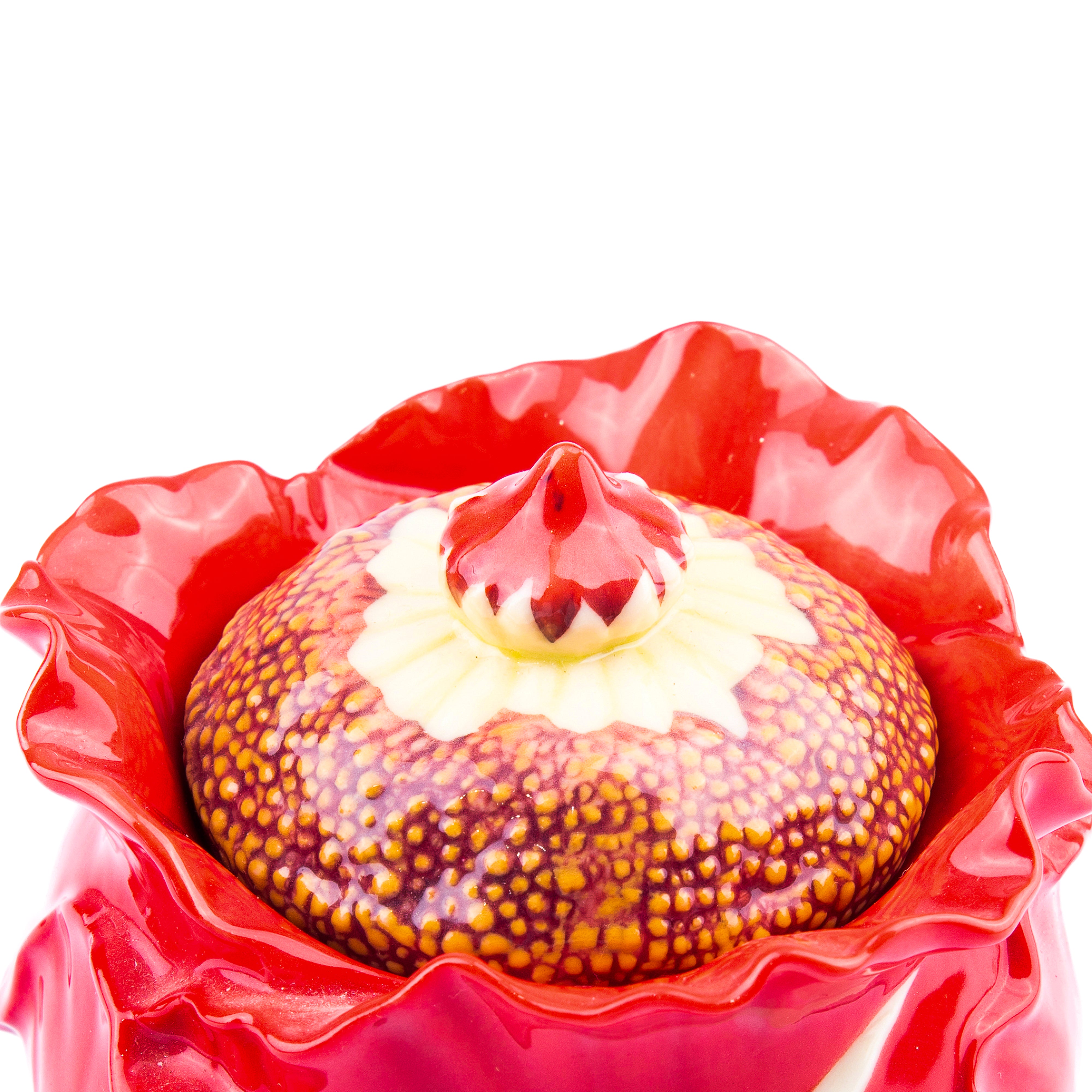 Franz Porcelain. Common Poppy Sugar Bowl with A Spoon. Small Size