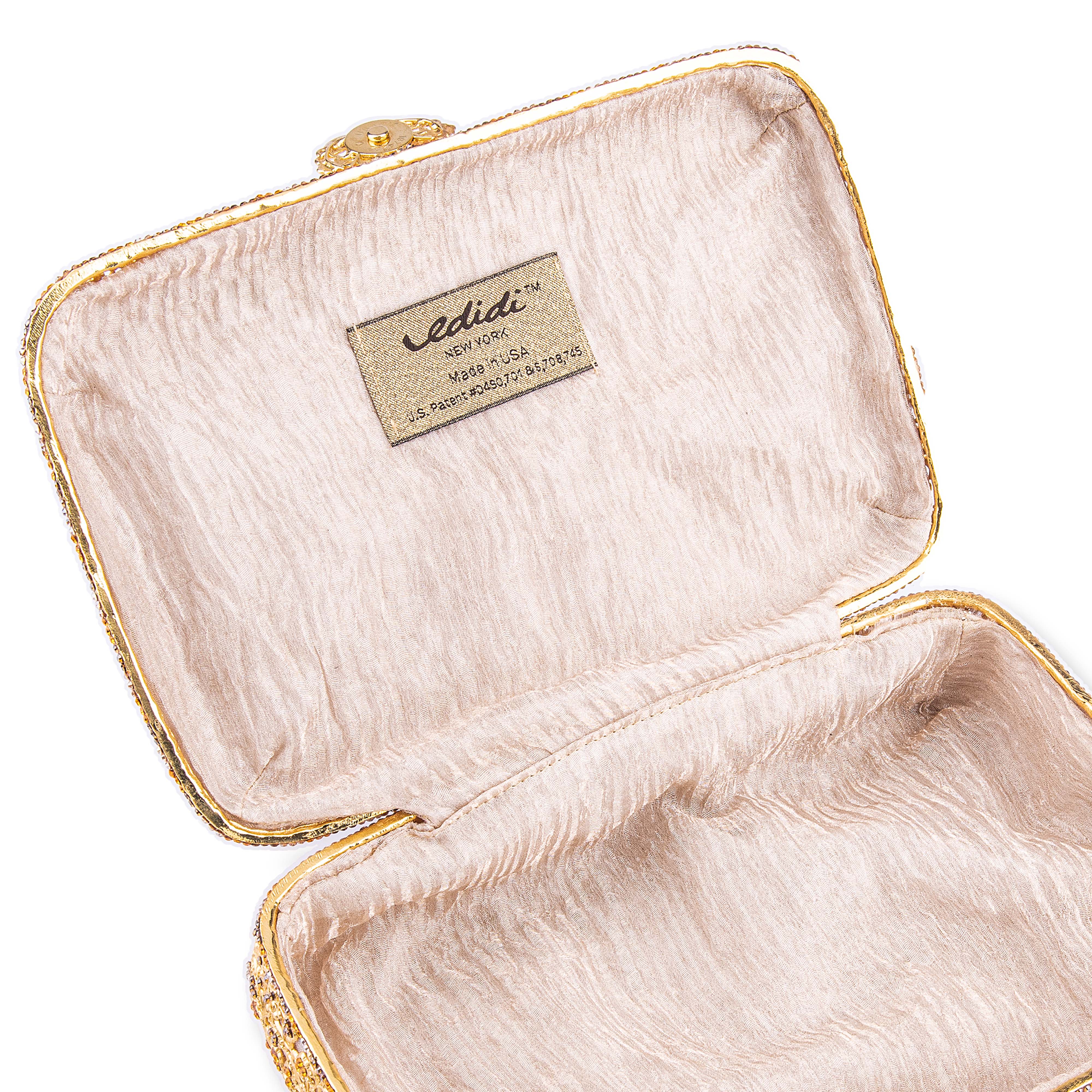 Ledidi Tm. Gold Jewellery Box Studded with Swarovski. Medium Size