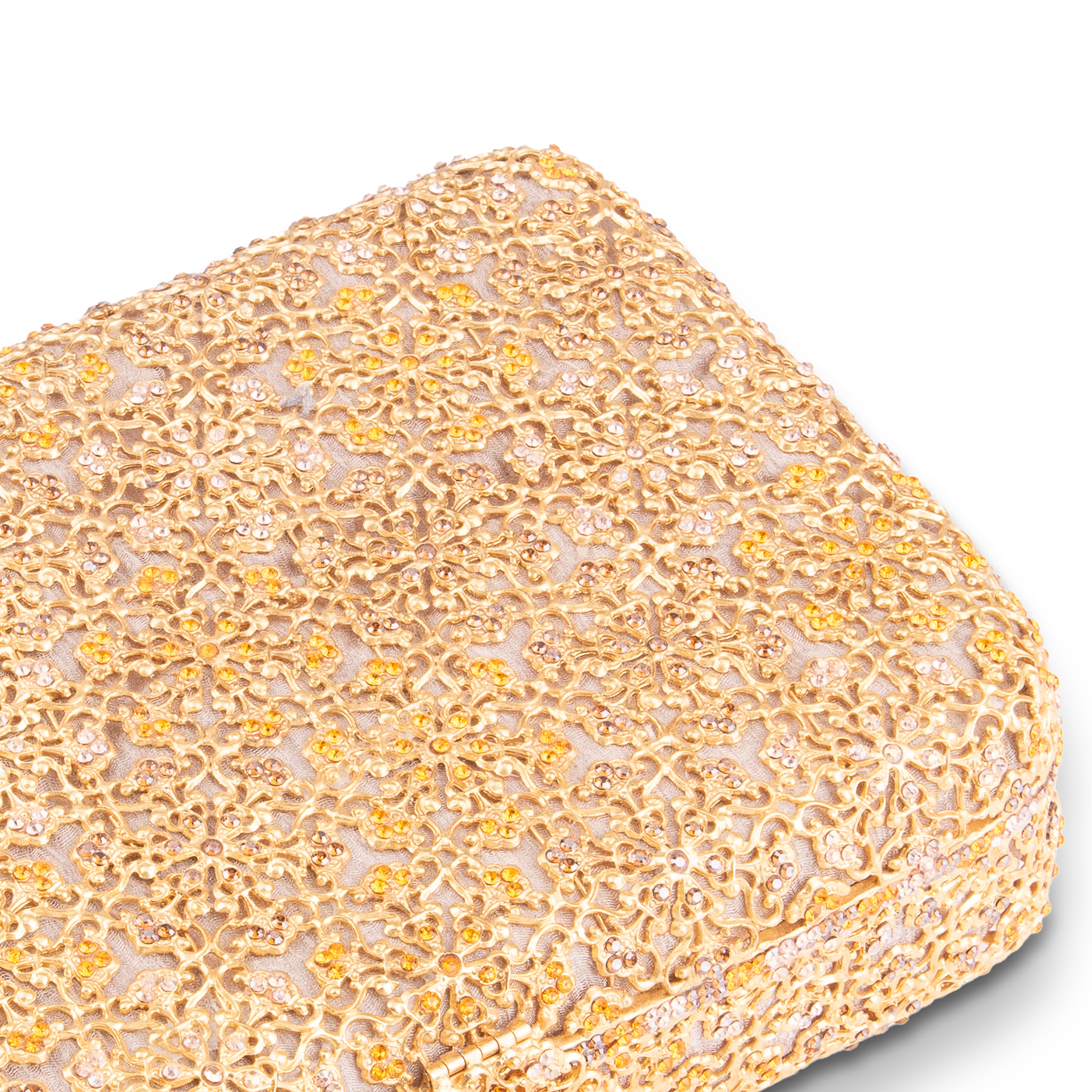 Ledidi Tm. Gold Jewellery Box Studded with Swarovski. Medium Size