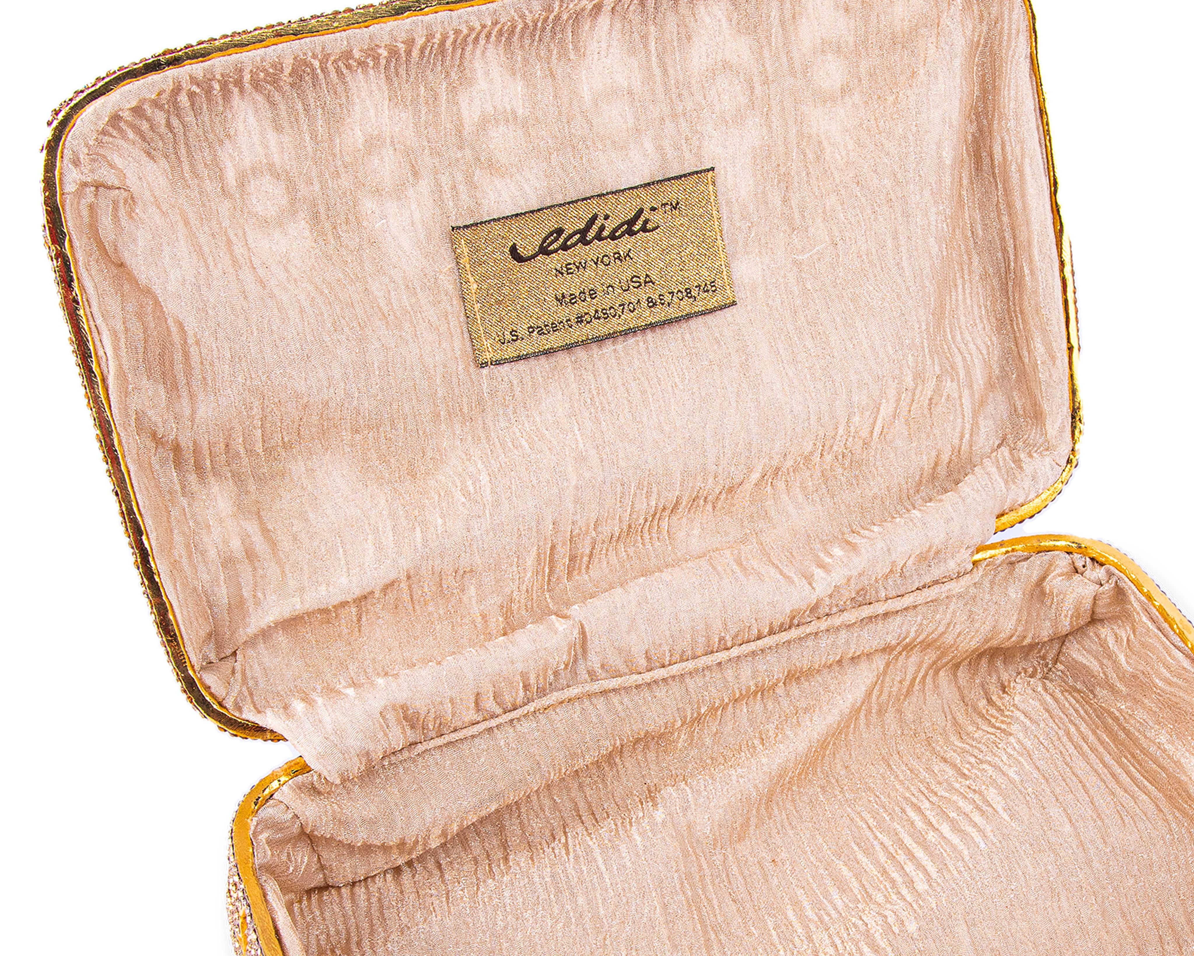 Ledidi Tm. Gold Jewellery Box Studded with Swarovski. Medium Size