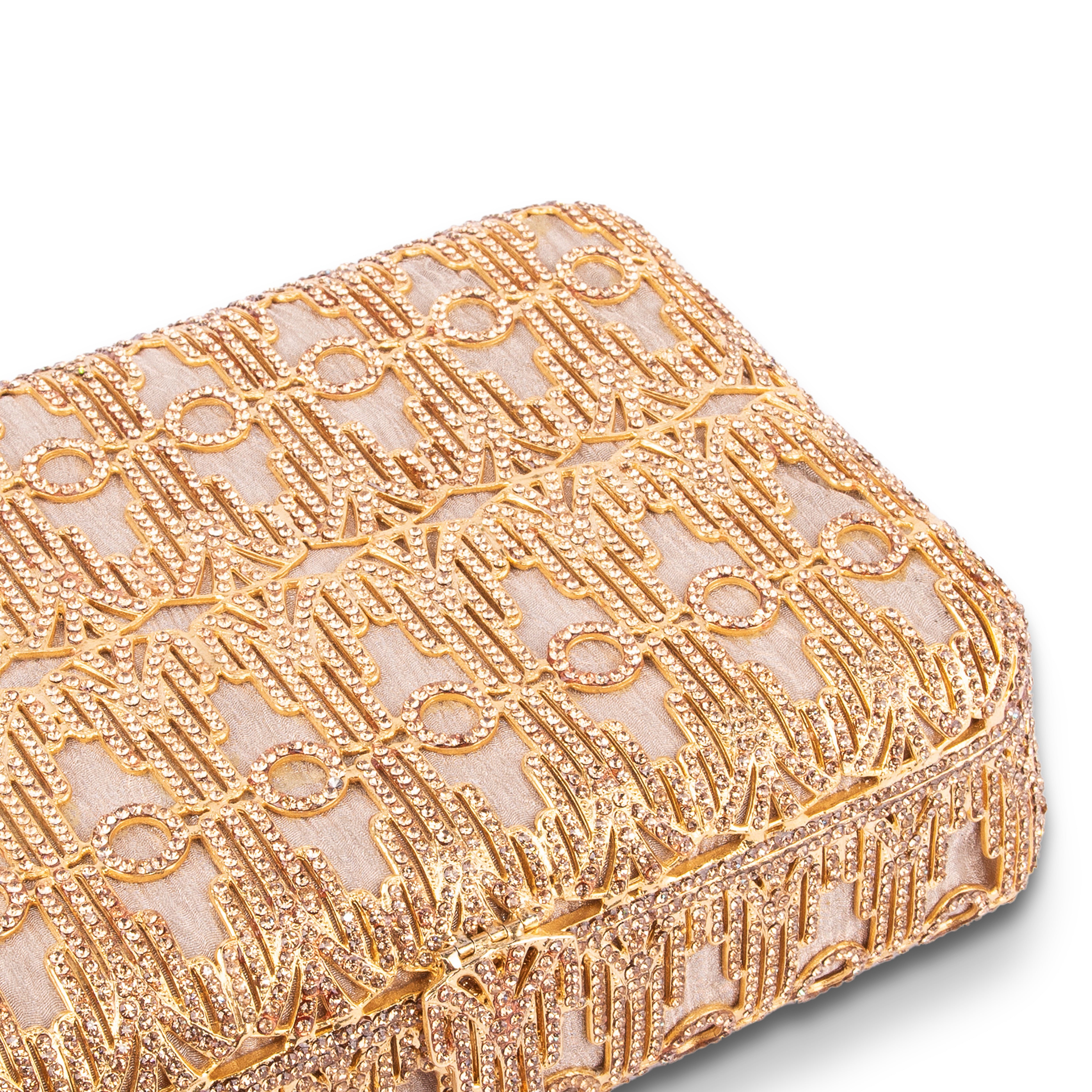 Ledidi Tm. Gold Jewellery Box Studded with Swarovski. Medium Size