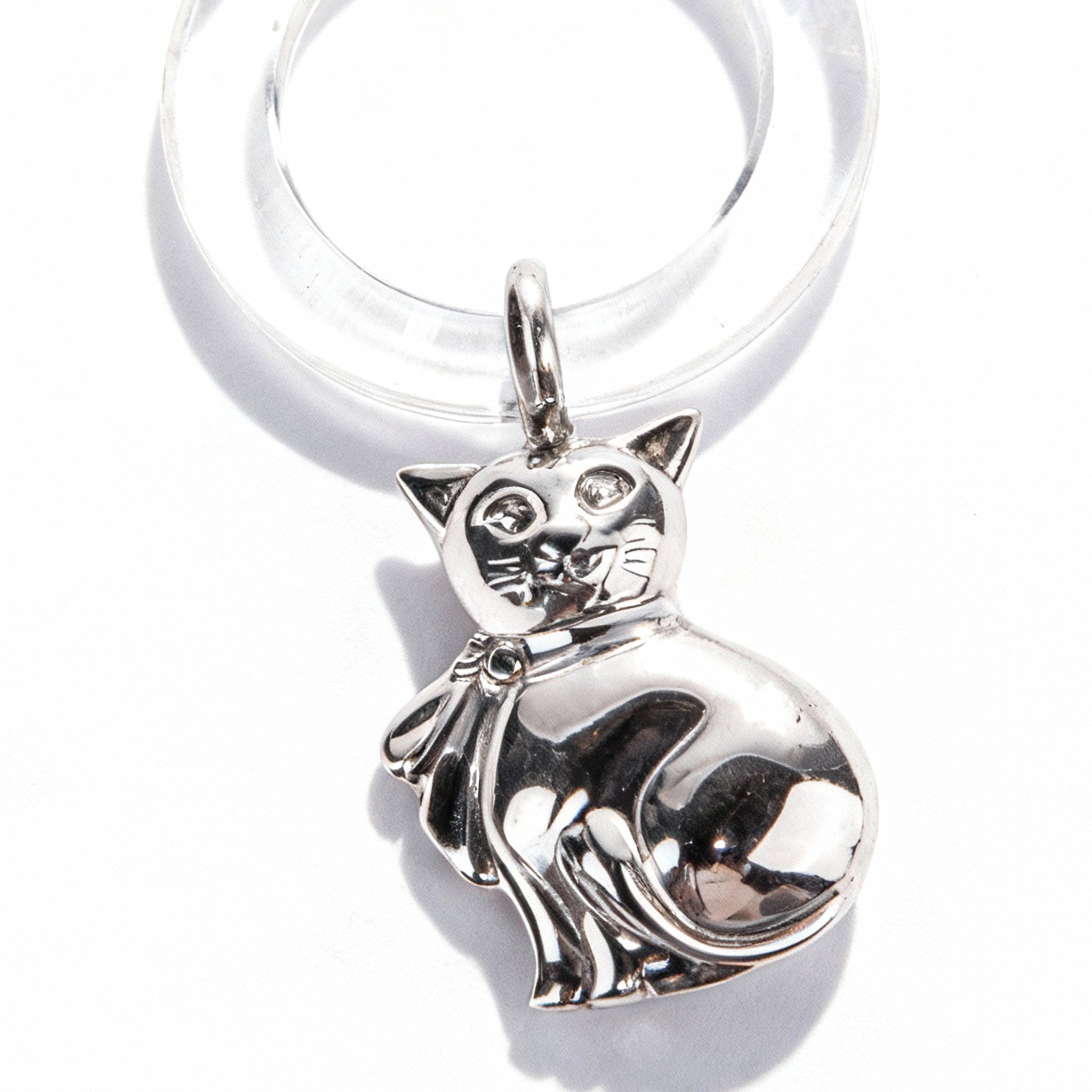 Zaramella Argenti. Sterling Silver Cat Rattle Teething Ring For Baby