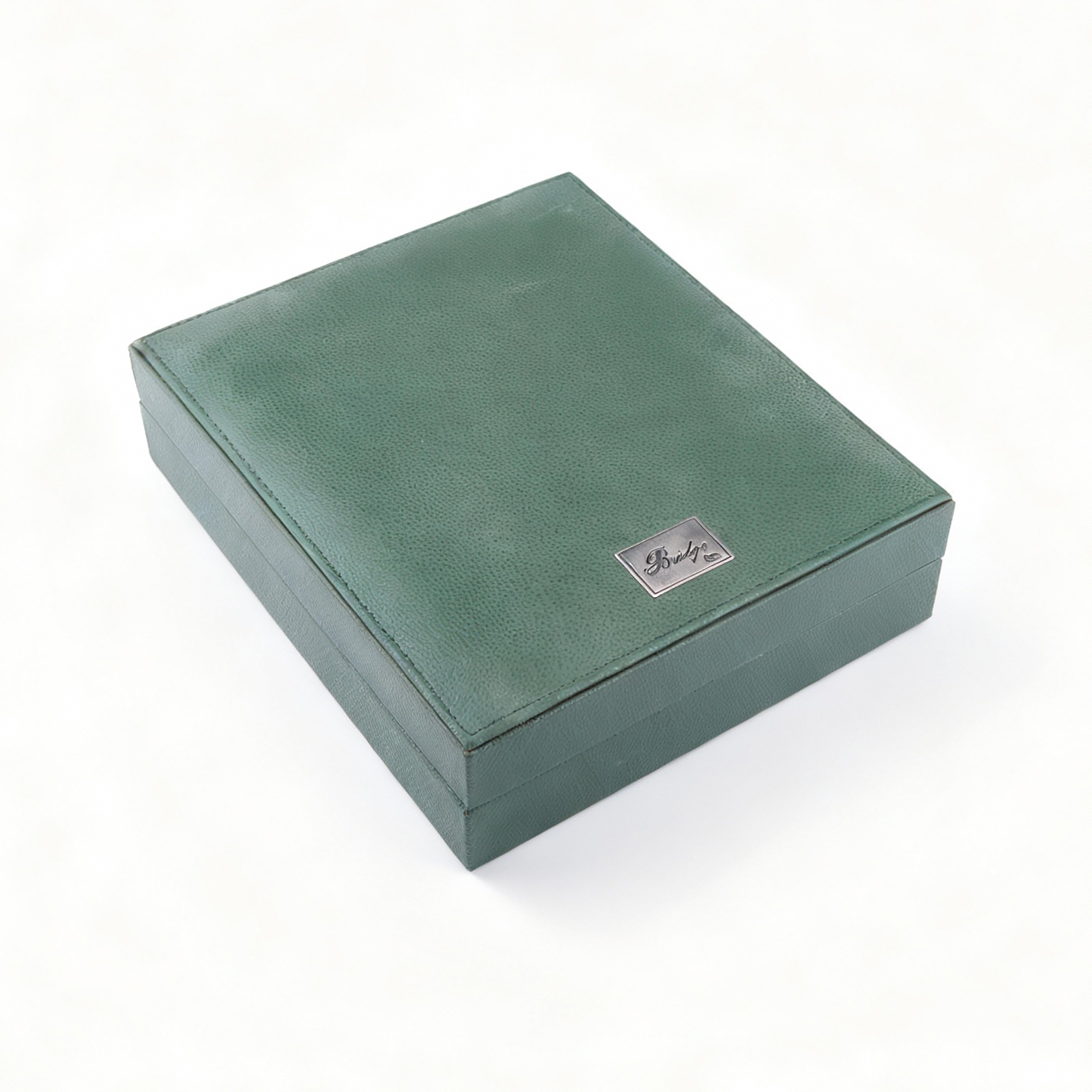 Renzo Romagnoli. Bridge Set Playing Cards Box in Green Leather. Medium Size