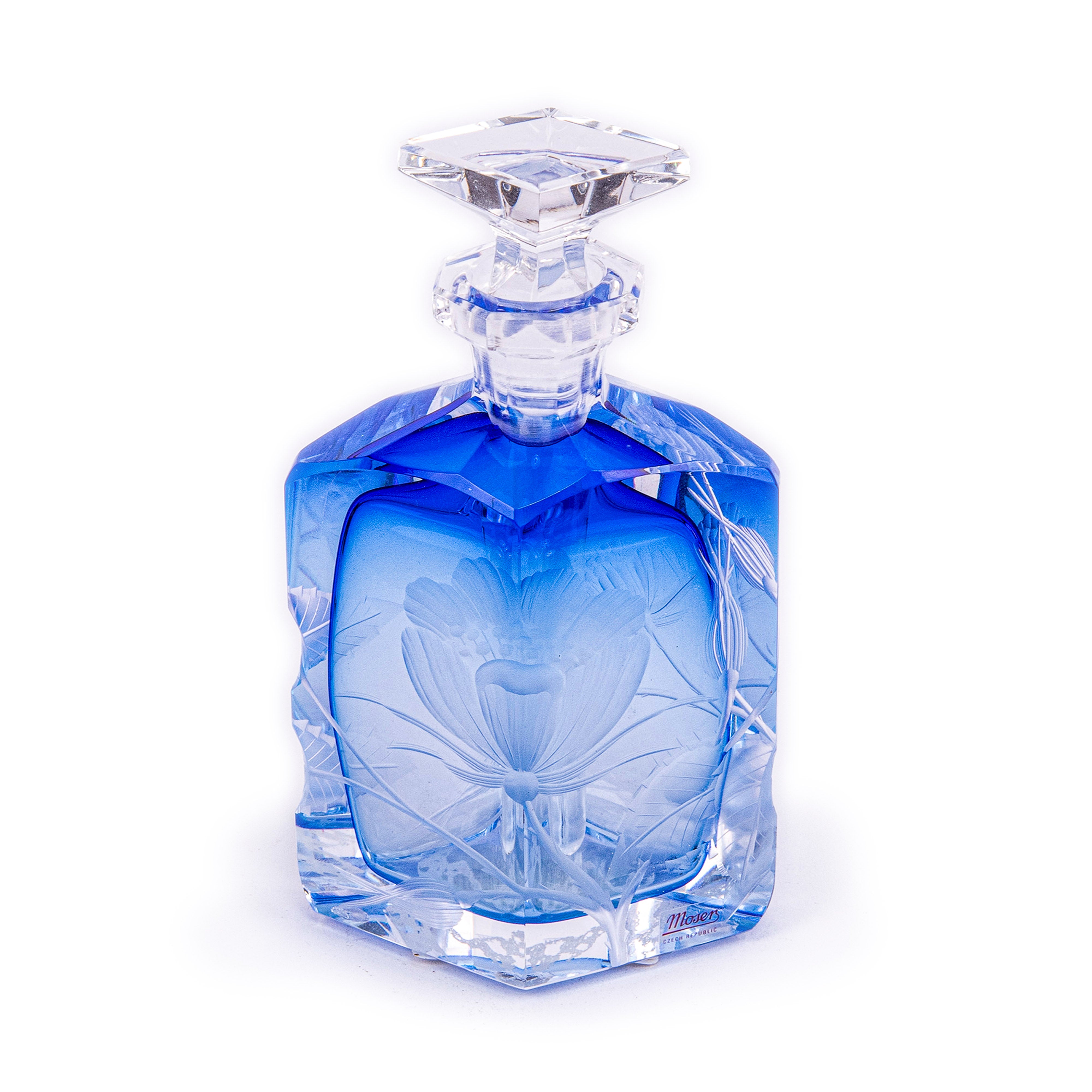 Moser. Blue Crystal Perfume Bottle. 80 ML