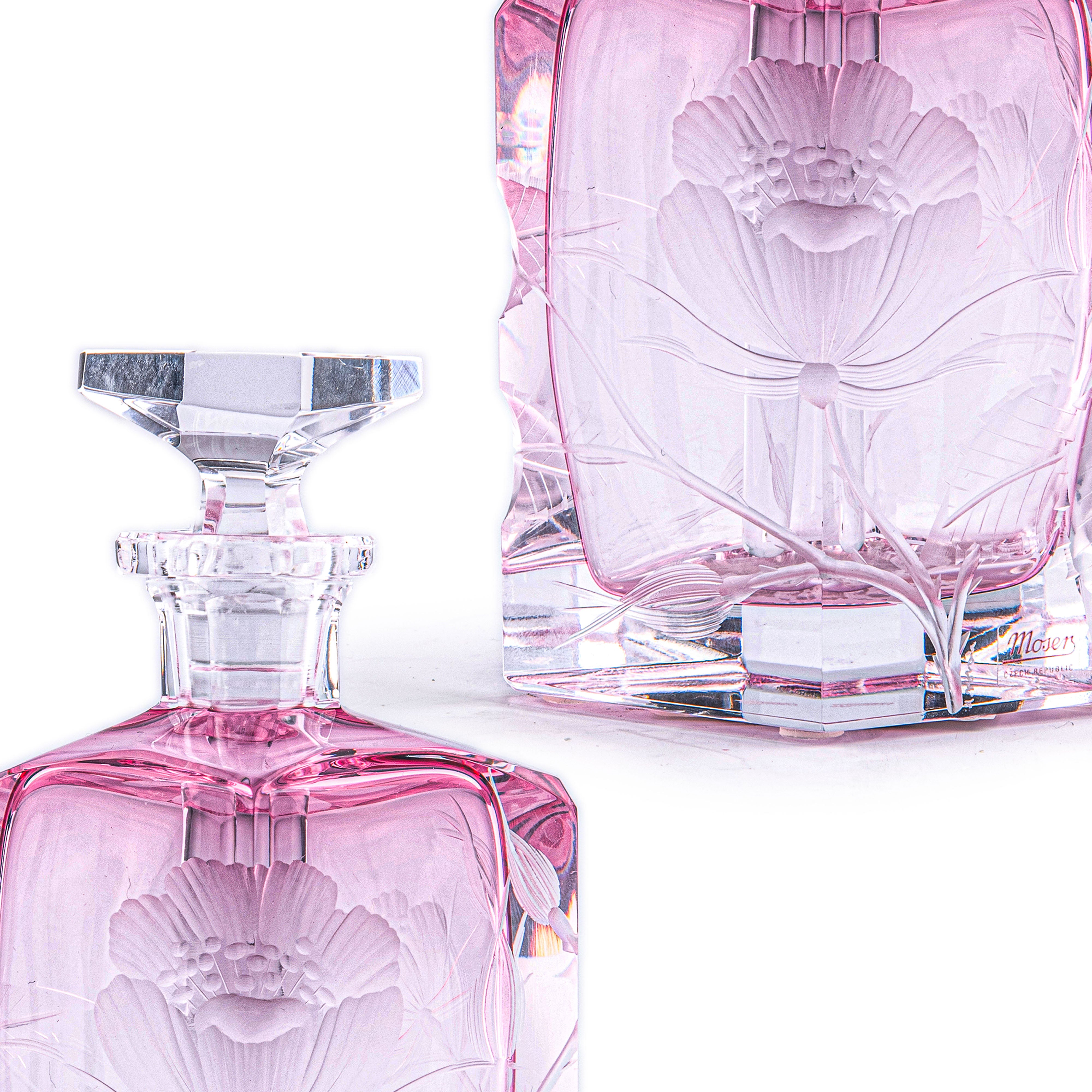 Moser. Pink Crystal Perfume Bottle. 80 ML